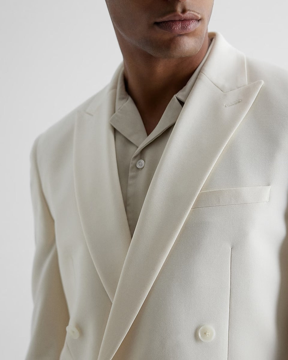 Mens White Double Breasted Tuxedo Suit