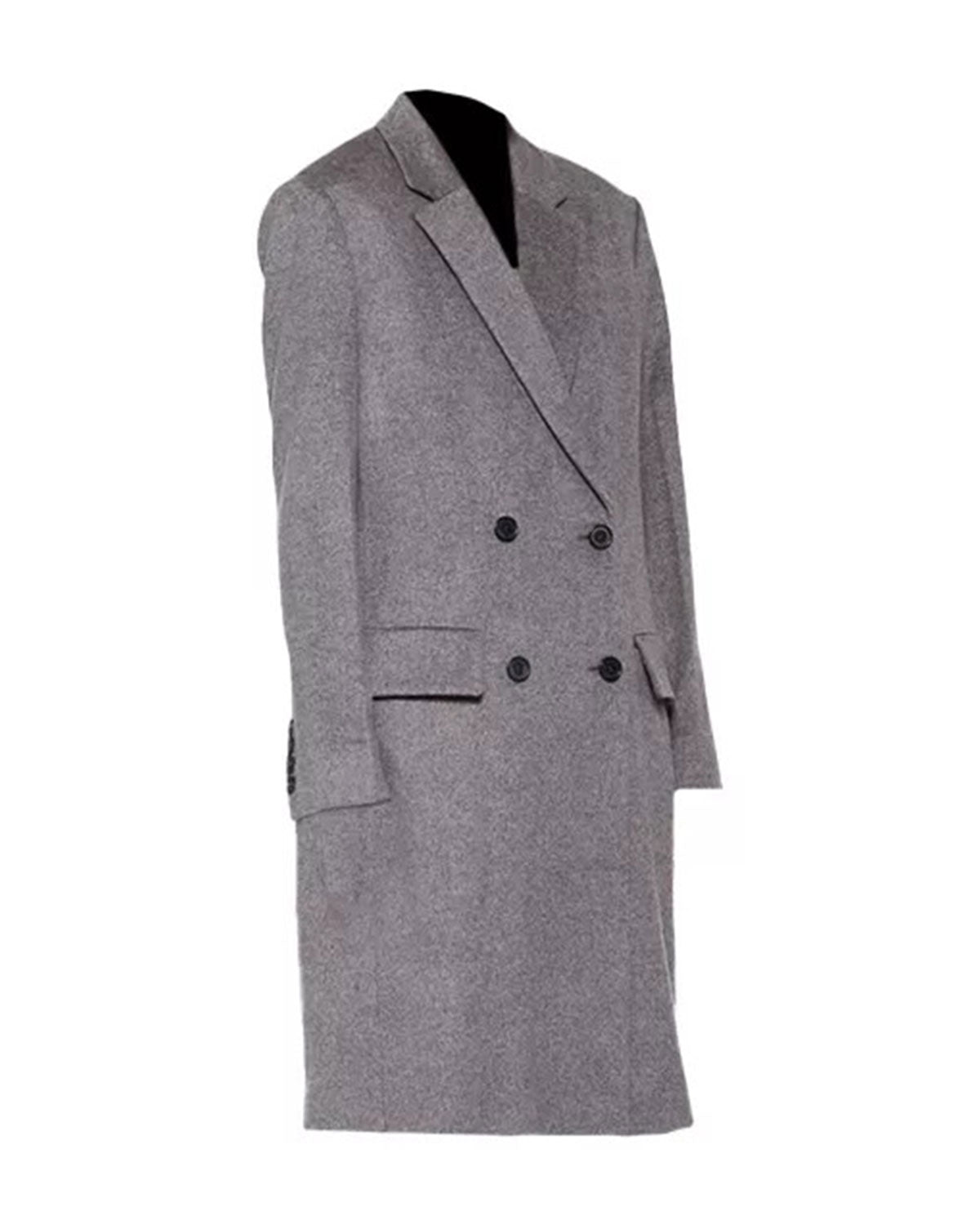 Womens Grey Double Breasted Wool Coat