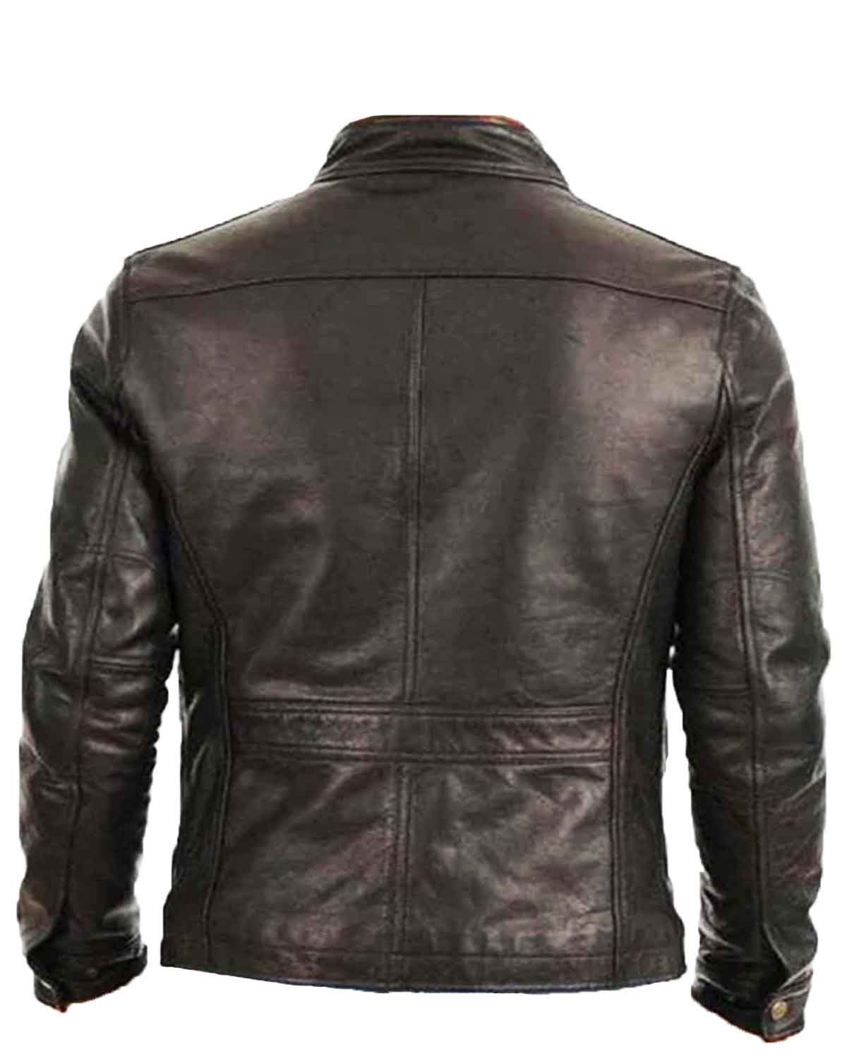 Men's Four Pocket Black Leather Jacket