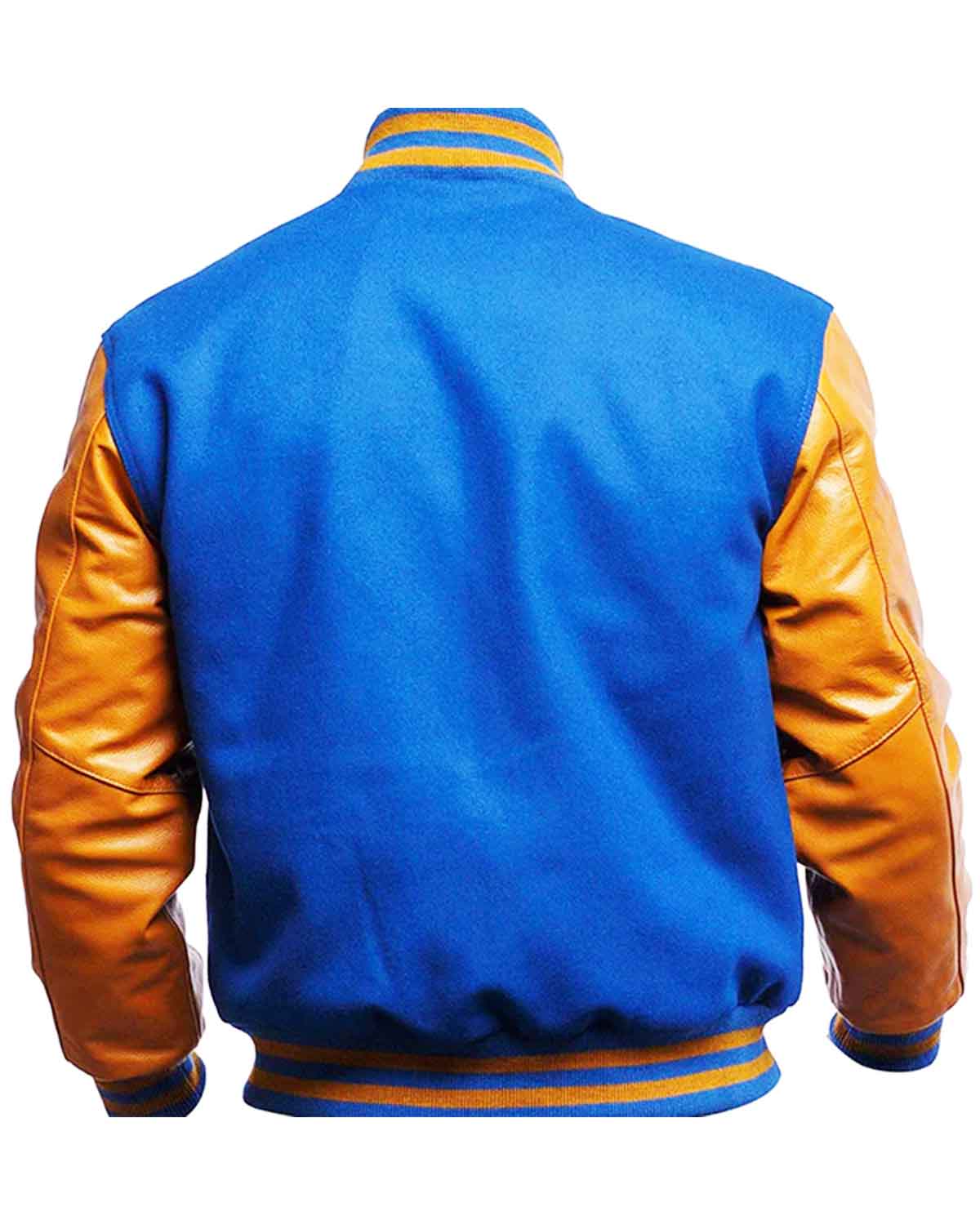 Men's Blue and Yellow Varsity Letterman Jacket