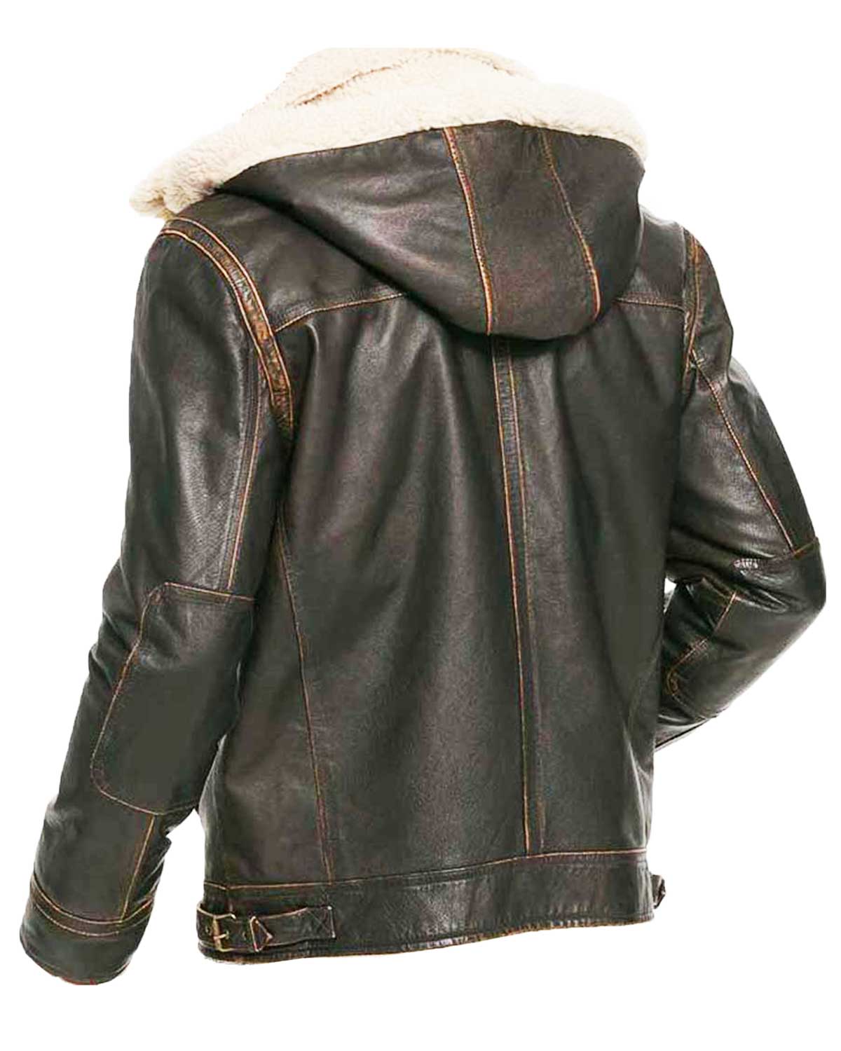 Men’s Brown Waxed Hooded Aviator Jacket