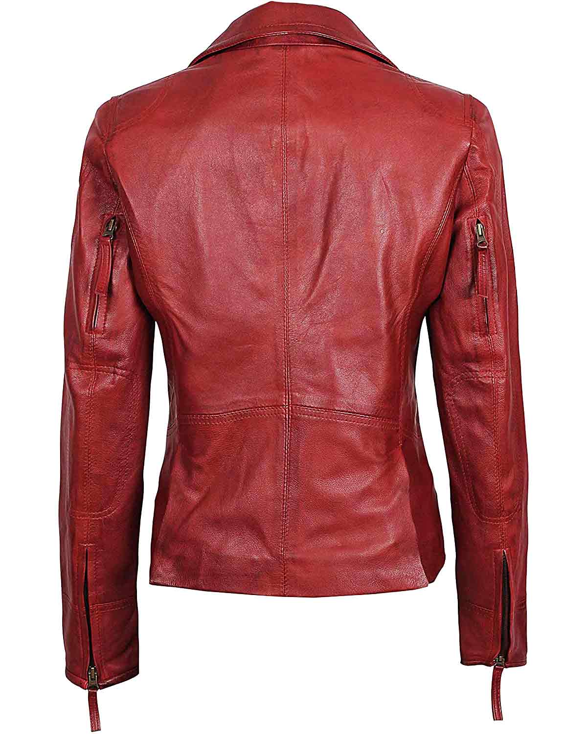 Women's Maroon Genuine Leather Jacket