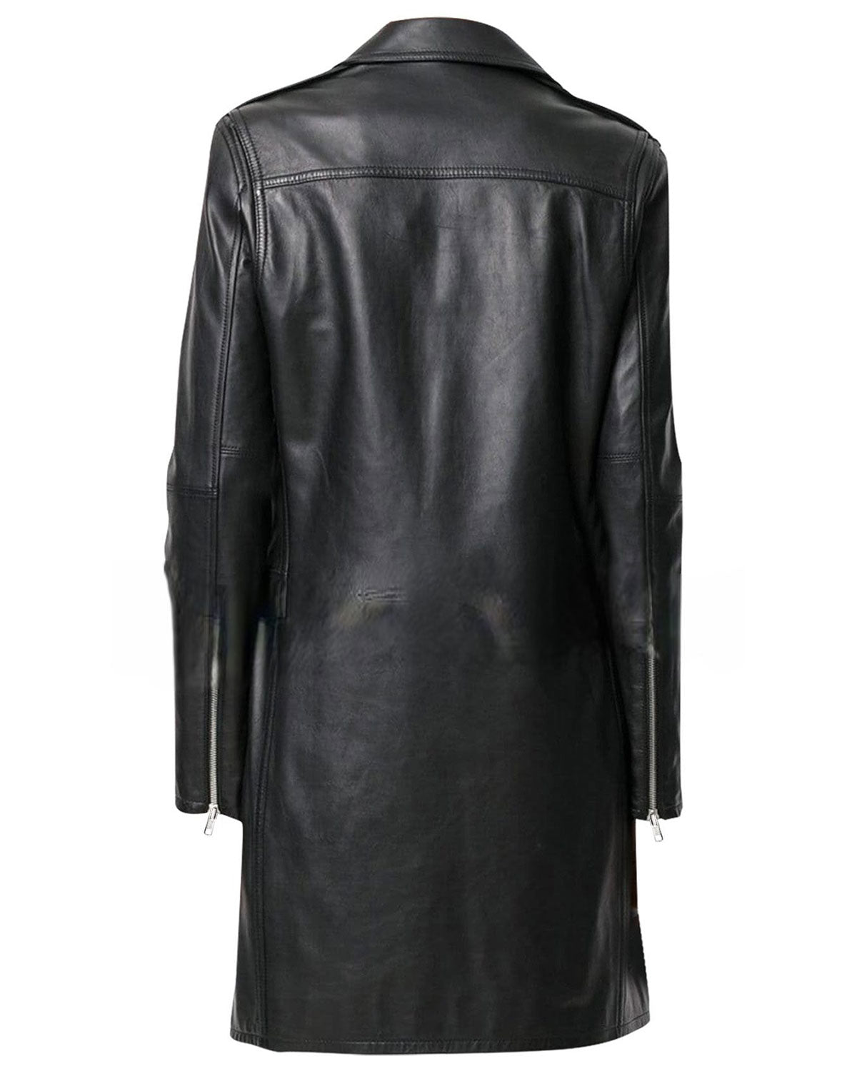 Women’s Slim Fit Black Leather Long Coat