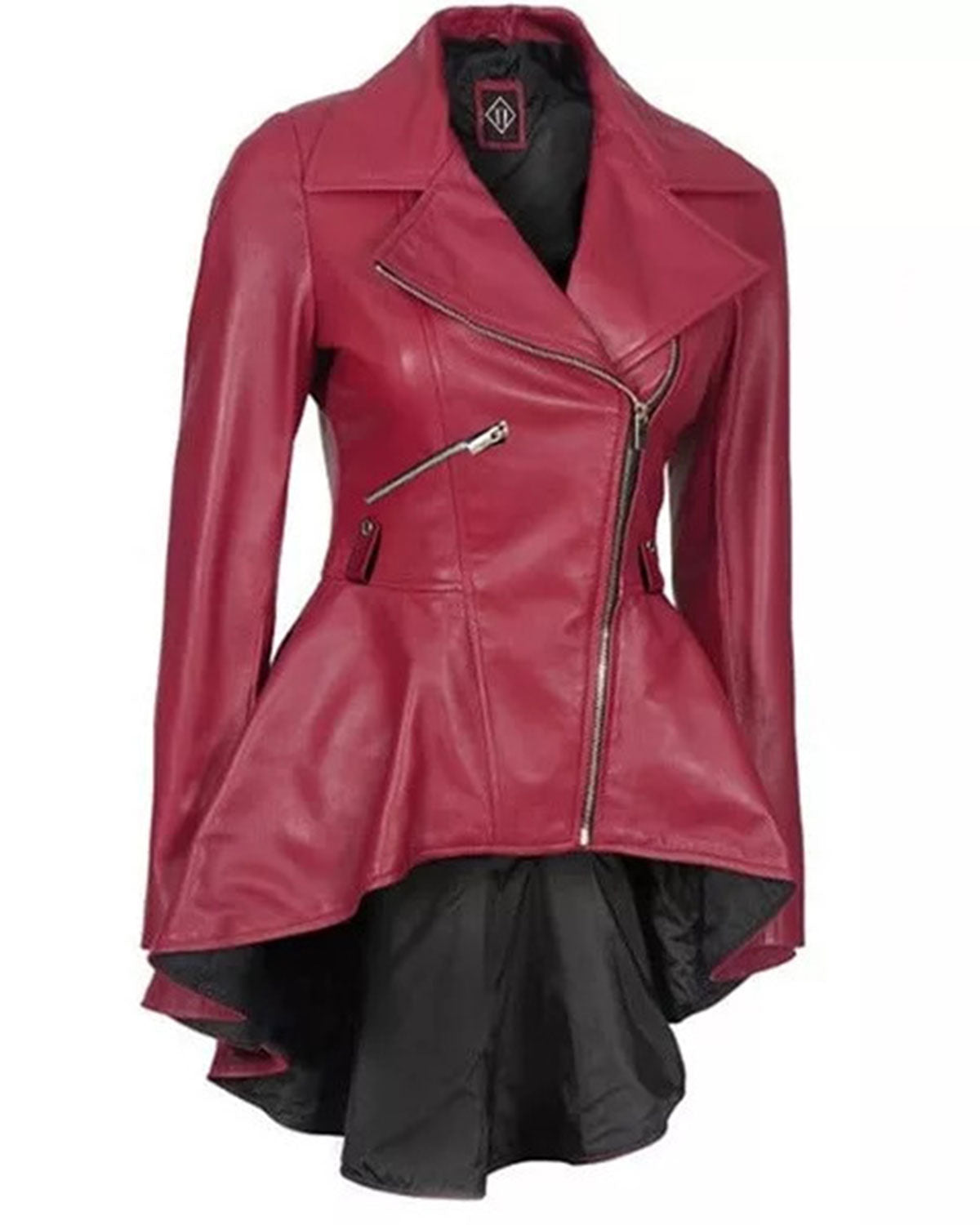 Womens Leather Pink Peplum Jacket