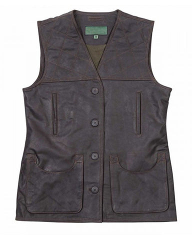 Women’s Vintage Brown Leather Shooting Vest