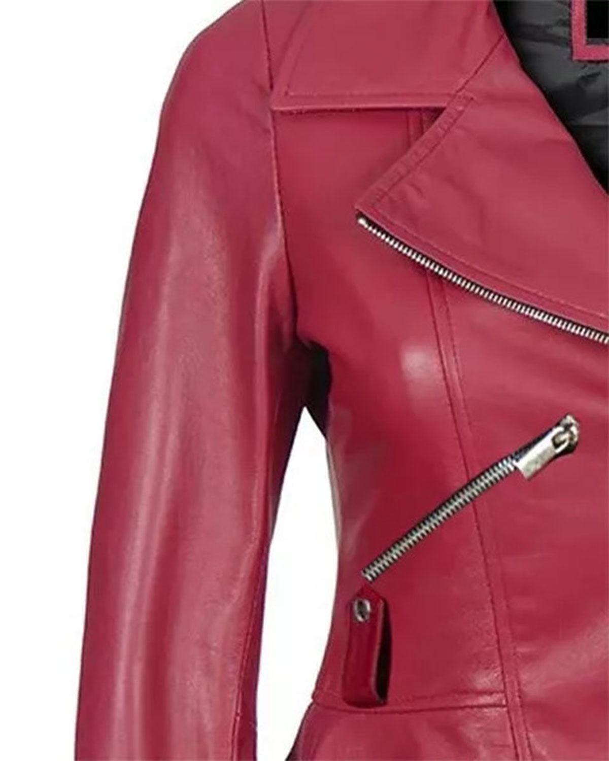 Womens Leather Pink Peplum Jacket