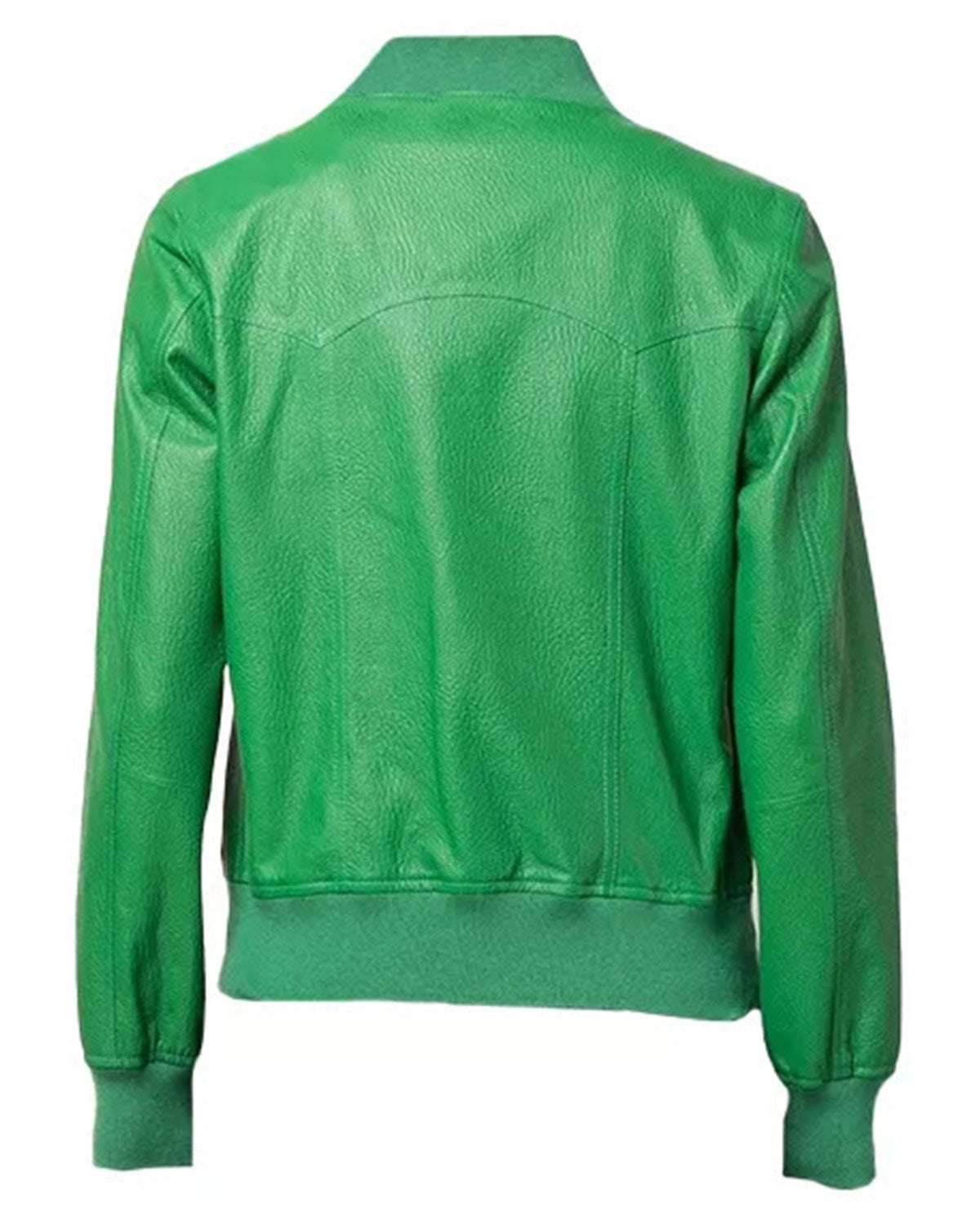 Womens Buttoned Green Leather Jacket