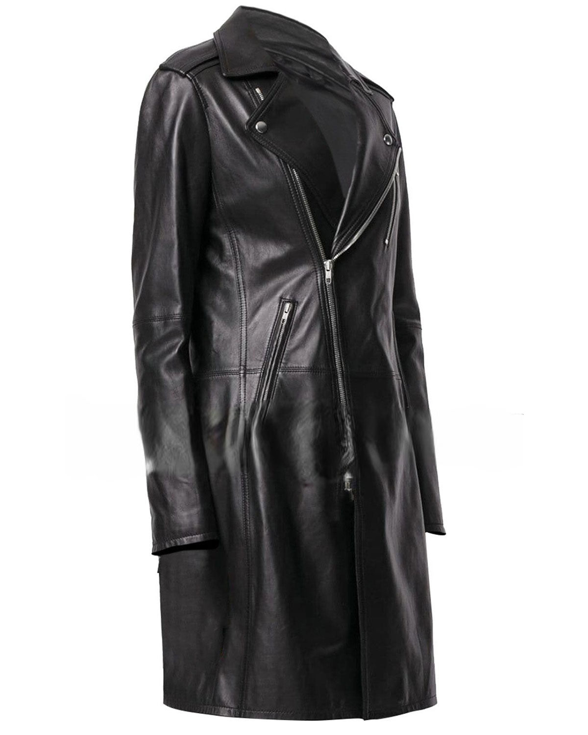 Women’s Slim Fit Black Leather Long Coat