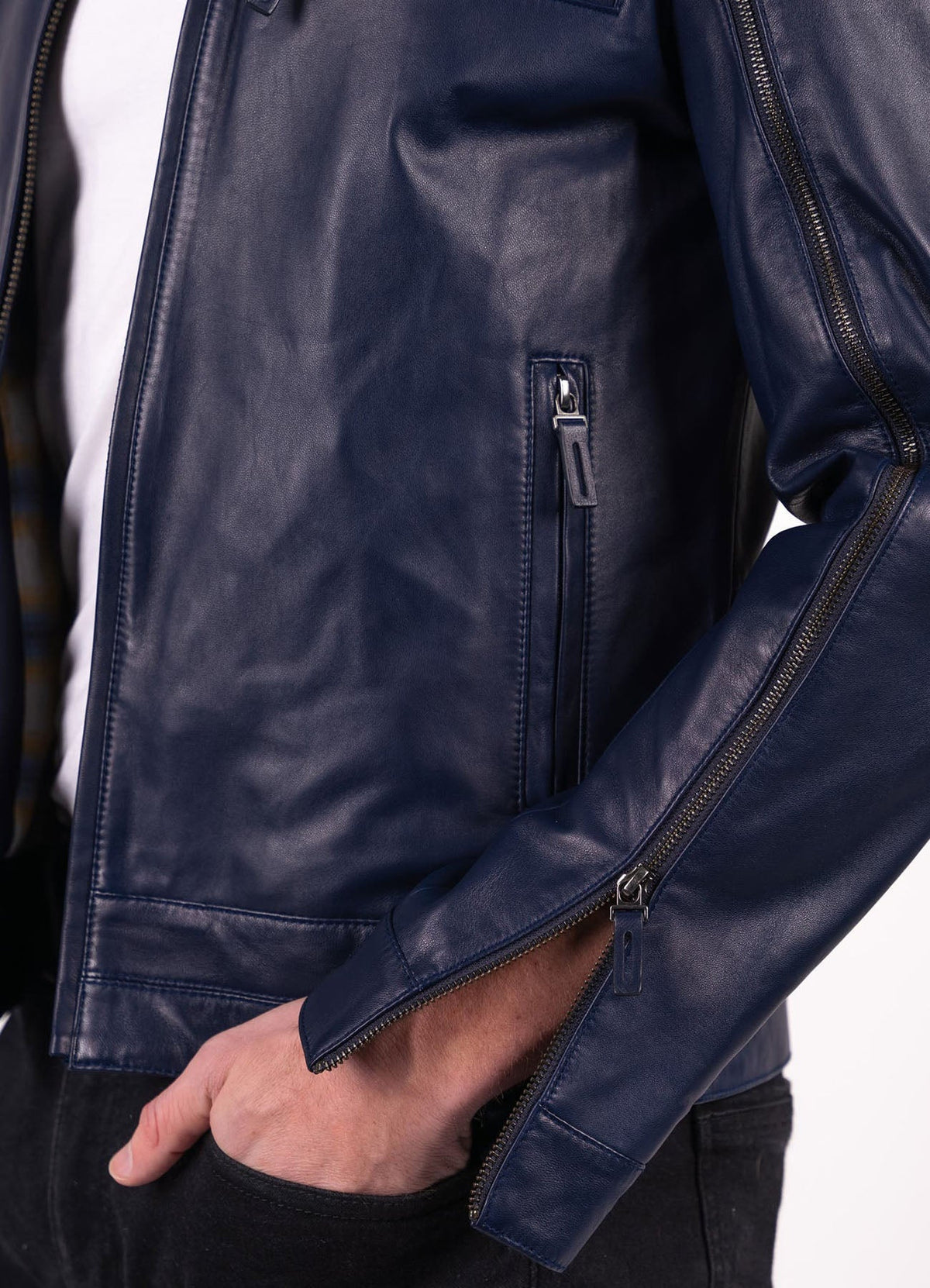 Mens Perfect Blue Lambskin Leather Jacket