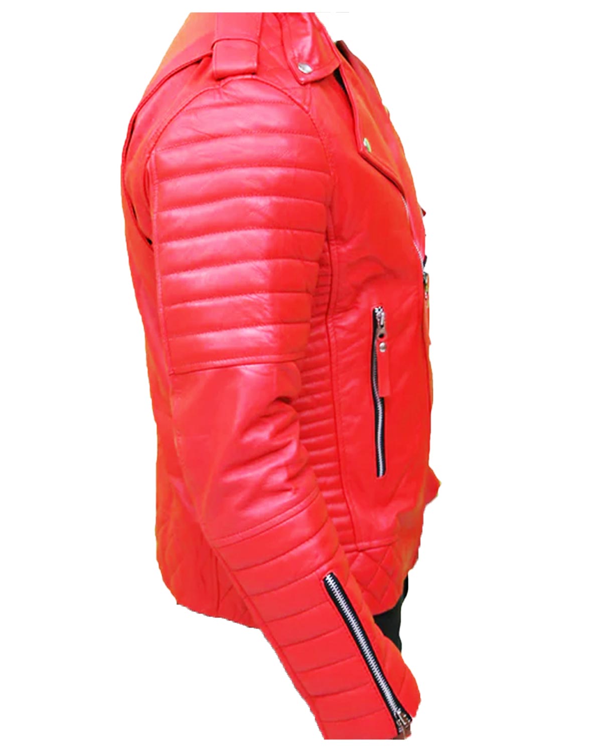 Men's Quilted Slim Fit Biker Red Jacket