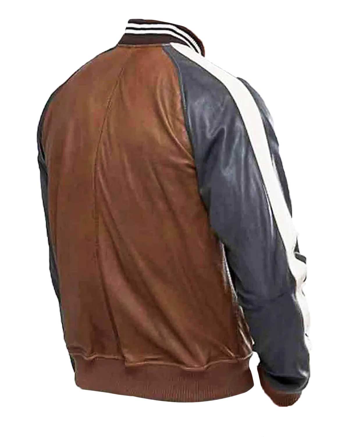 Men’s Truly Bomber Black and Brown Leather Jacket