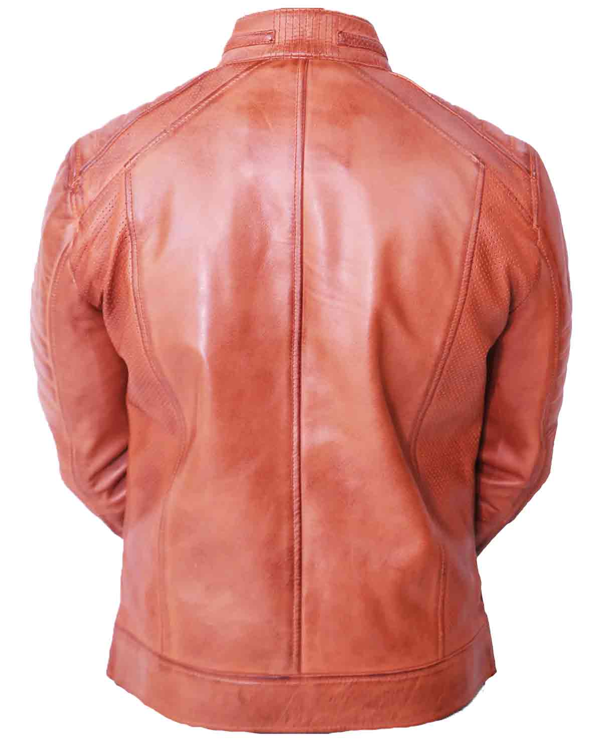 Men's Cafe Racer Brown Leather Jacket