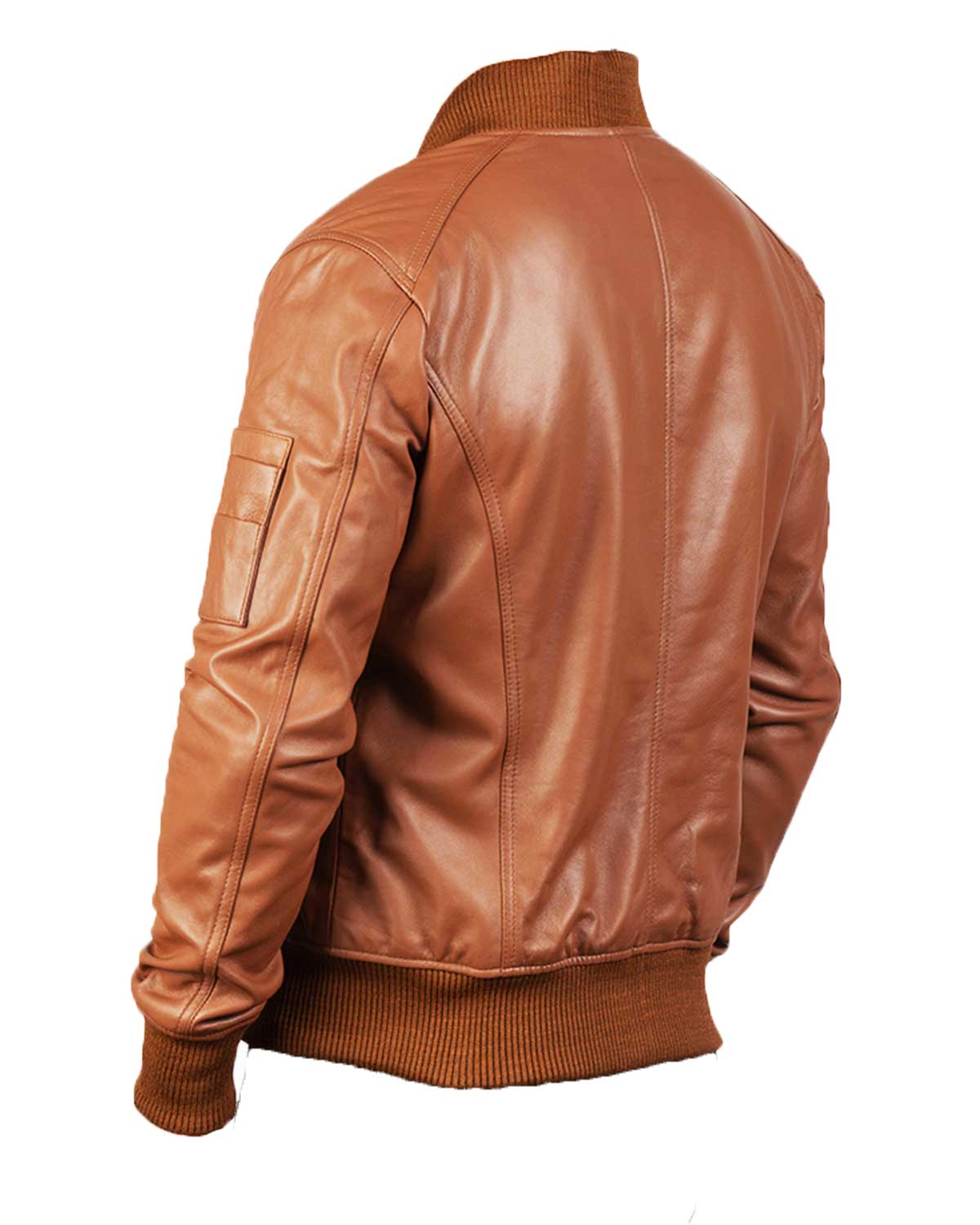 Men’s MA-1 Brown Leather Flight Bomber Jacket