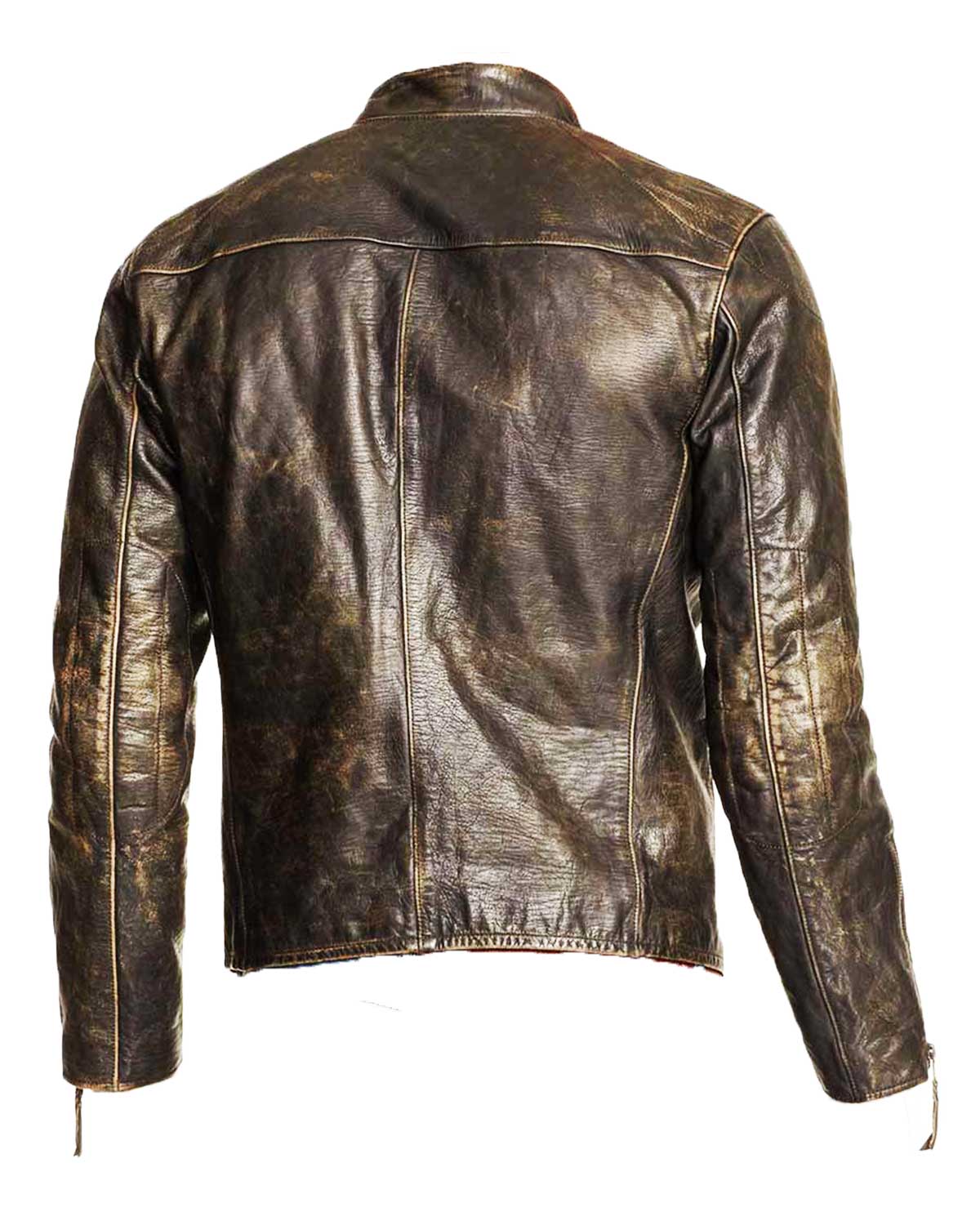 Men’s Dark Brown Distressed Leather Motorcycle Jacket