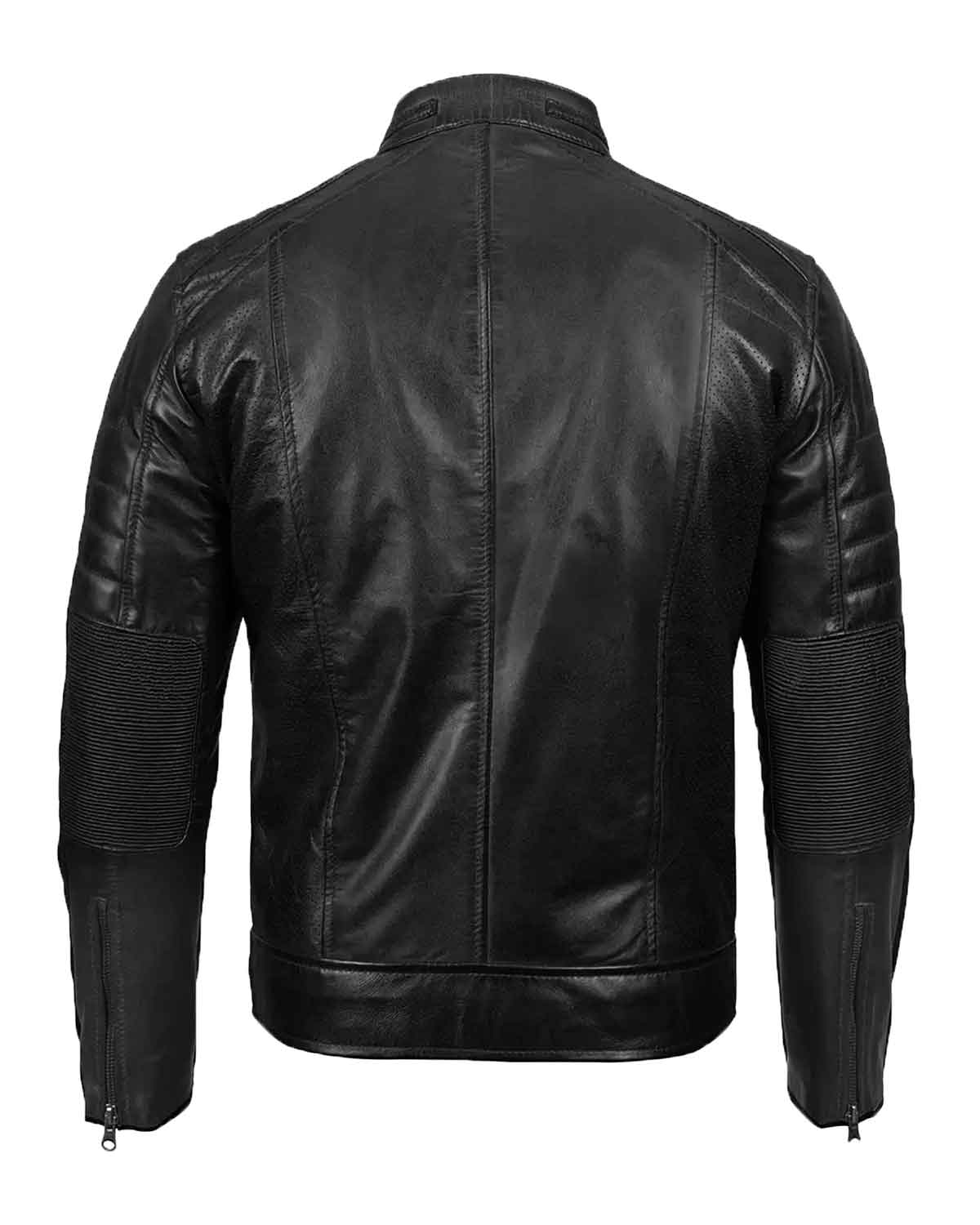 Men’s Black Classic Cafe Racer Leather Jacket