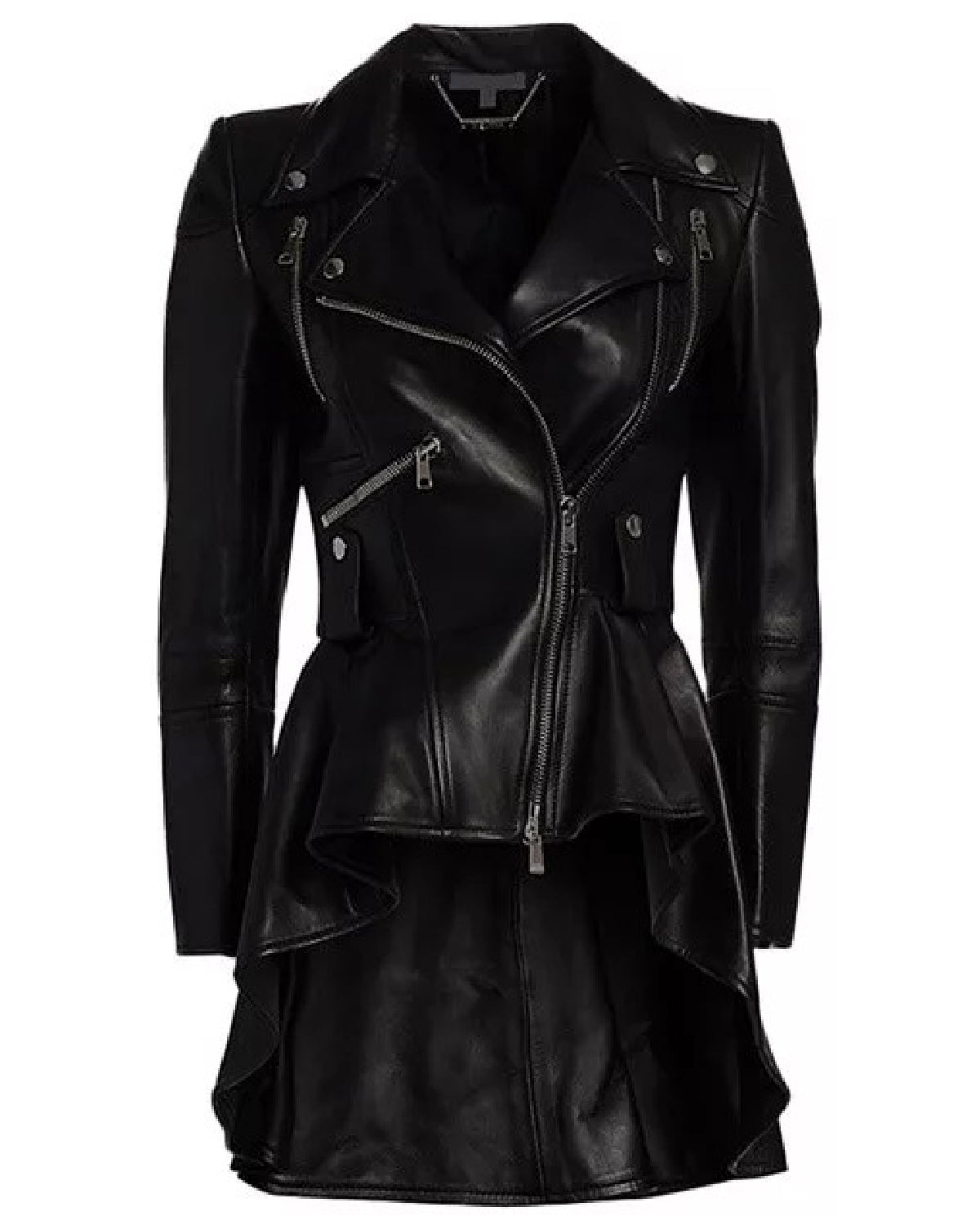 Women’s Black Peplum Leather Jacket