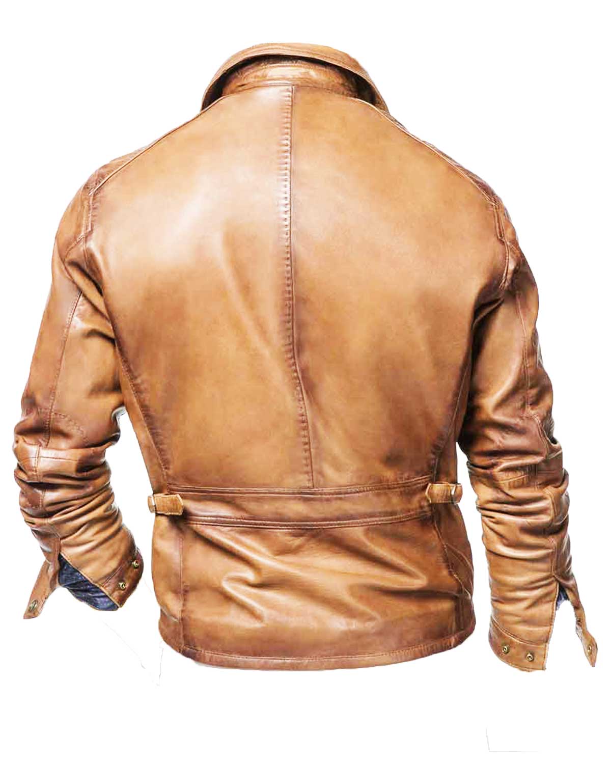 Men’s Designer Moto Tan Brown Leather Jacket