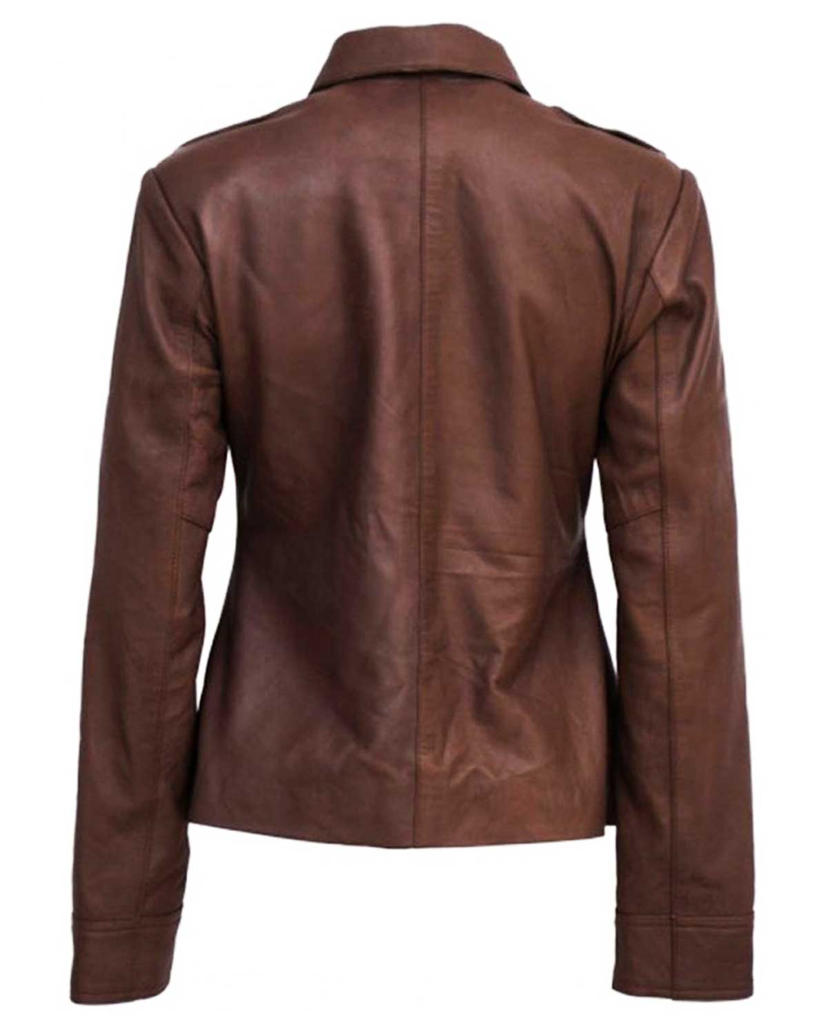 Chloe Price Brown Leather Cropped Jacket