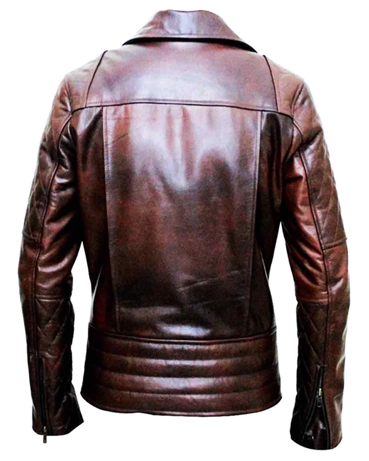 Men's Quilted Dark Brown Sheepskin Leather Jacket