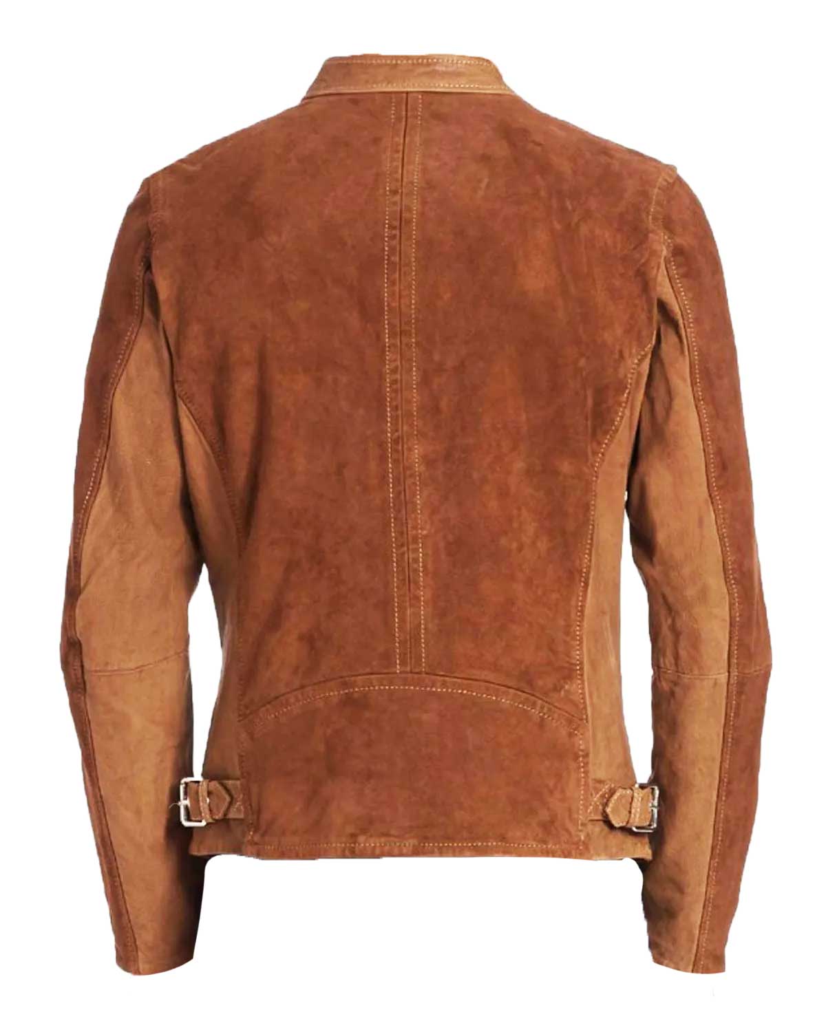 Men’s Zipper Pockets Casual Brown Suede Jacket