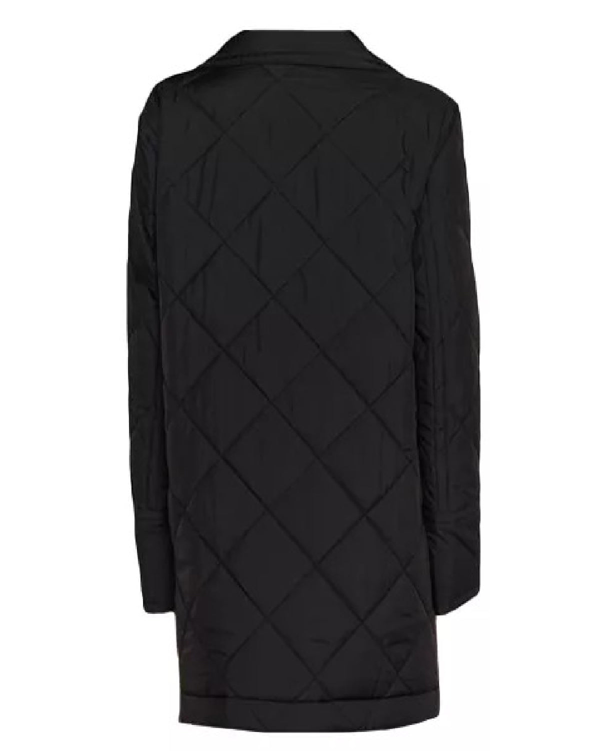 Black Double Breasted Quilted Coat Womens