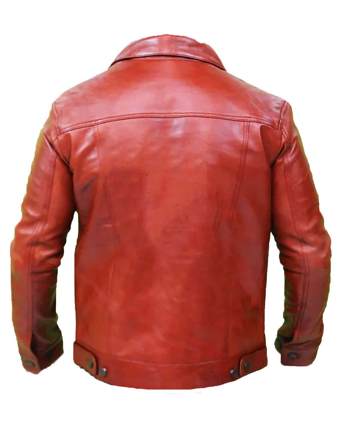 Men's Vintage Classic Brown Leather Trucker Jacket