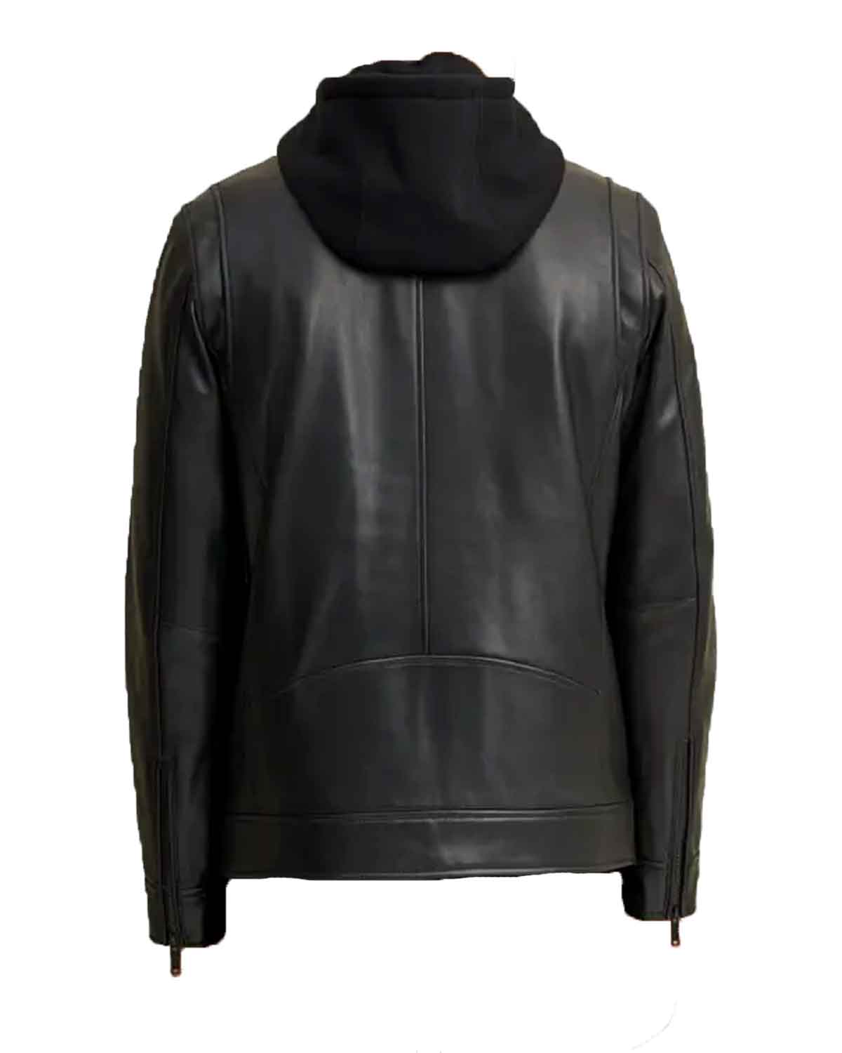 Mens Black Removable Hooded Leather Jacket