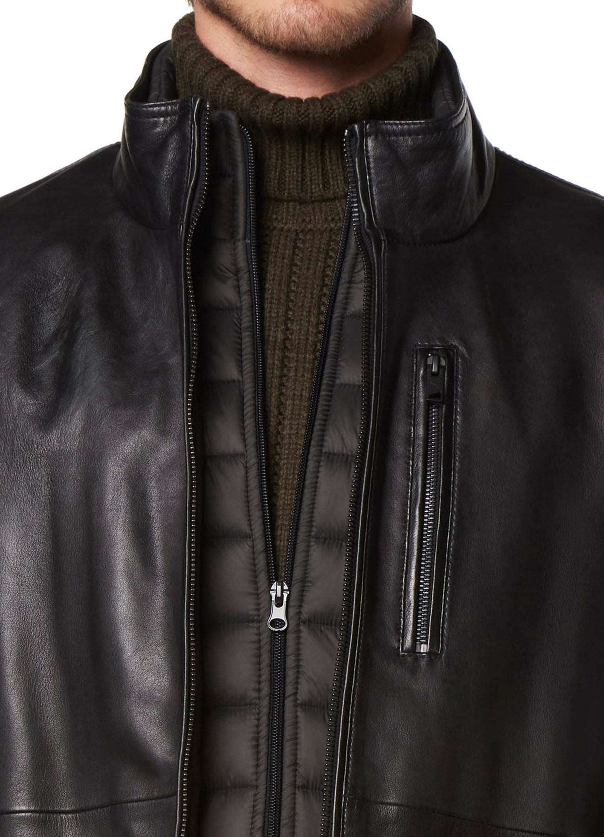 Mens Deep Black Leather Jacket