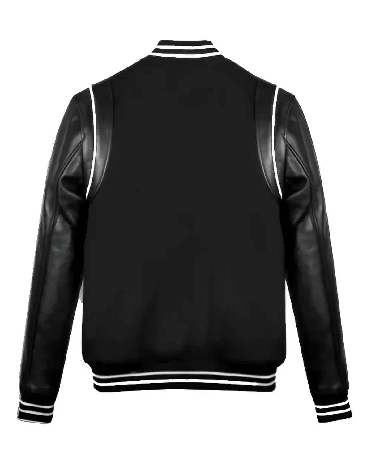 Men’s Black Varsity Jacket With White Line