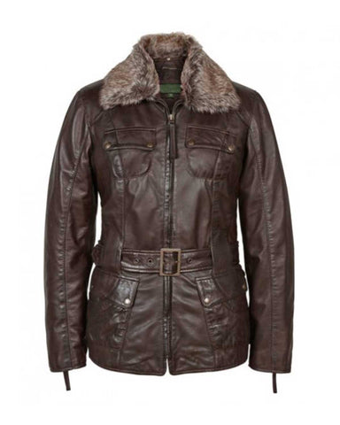 Womens Brown Stylish Leather Flying Jacket