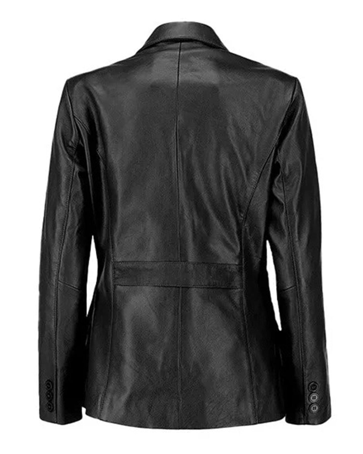 Womens Two Buttoned Black Leather Blazer