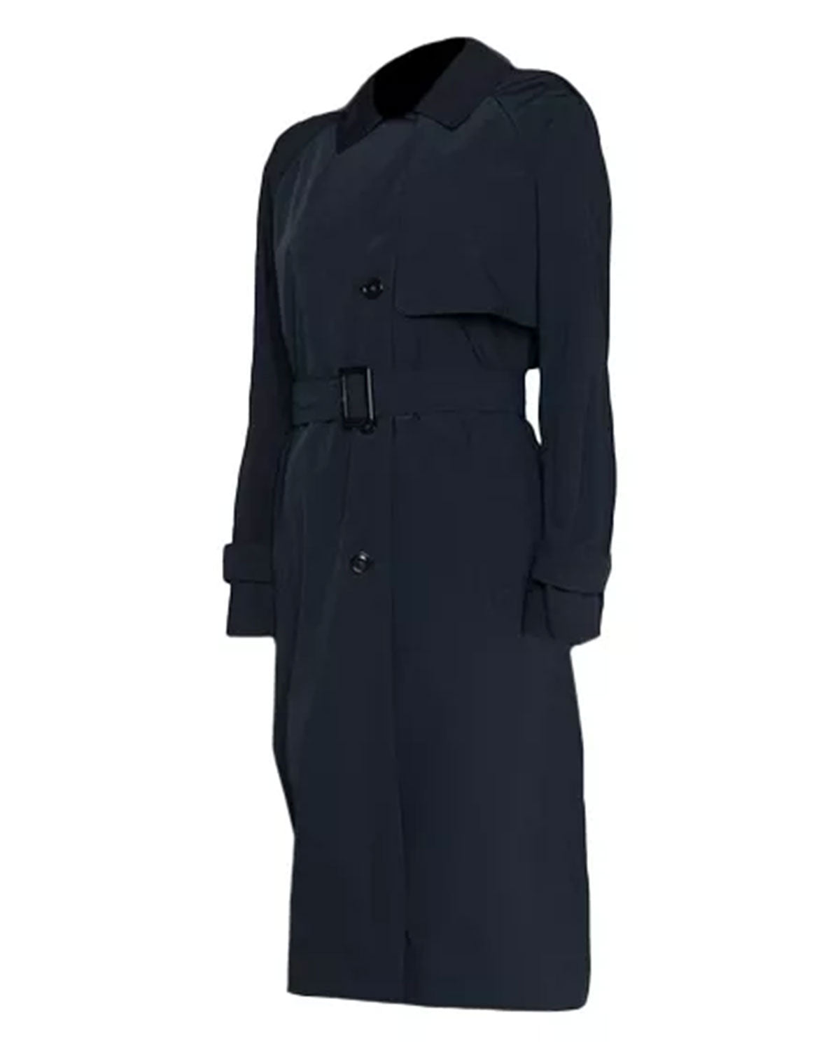 Women’s Long Navy Blue Trench Coat