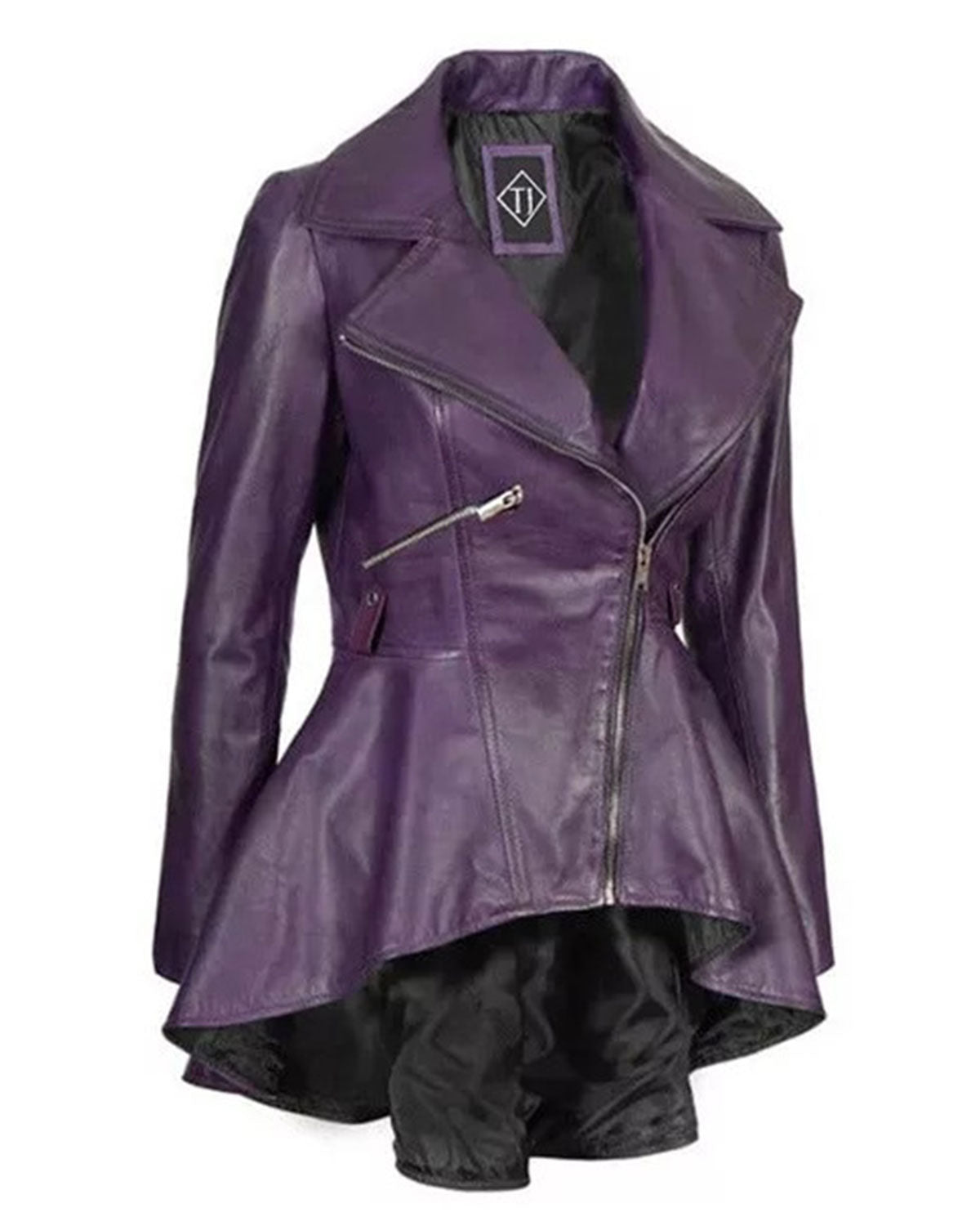 Women’s Purple Peplum Leather Jacket