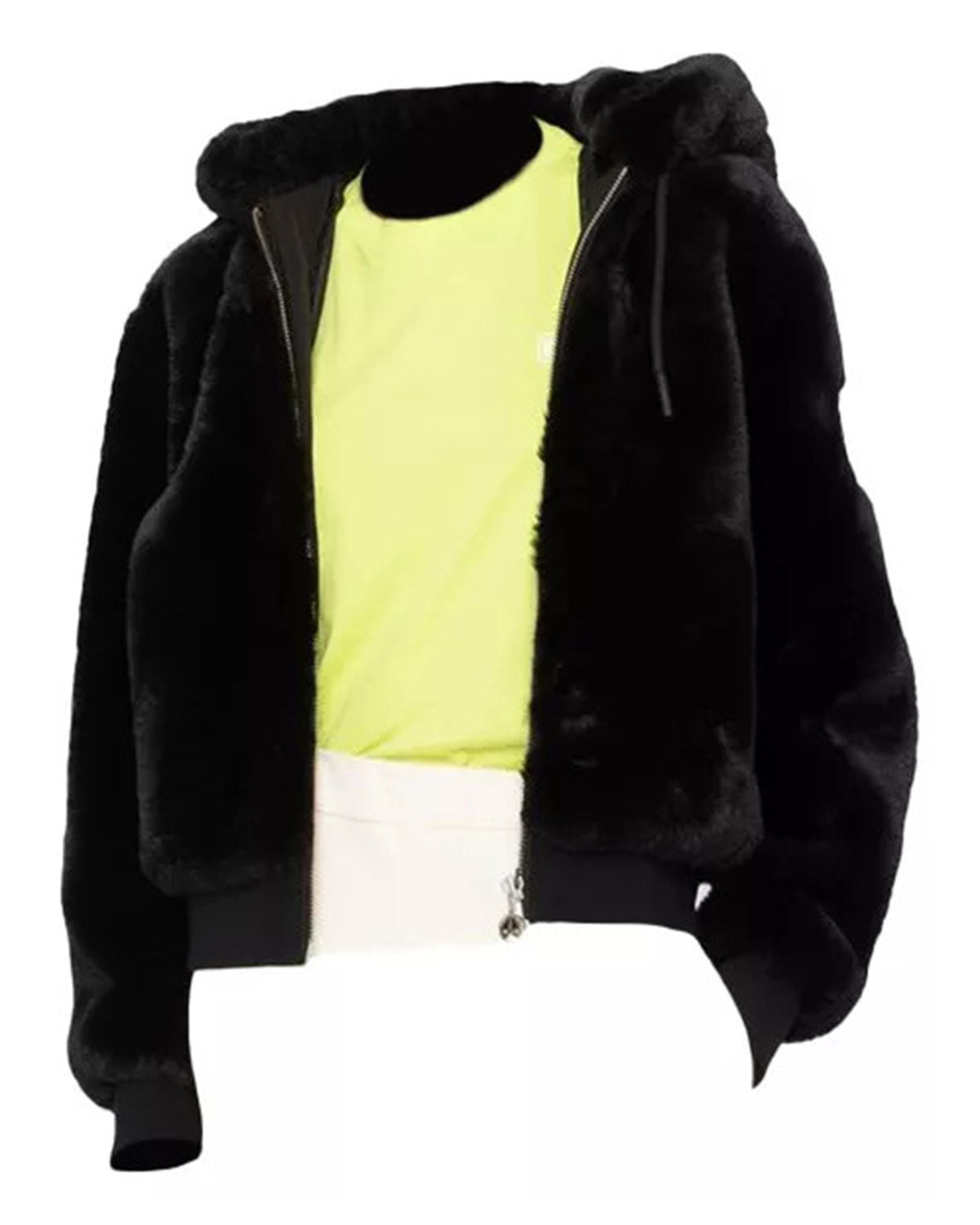 Black Faux Fur Hooded Jacket