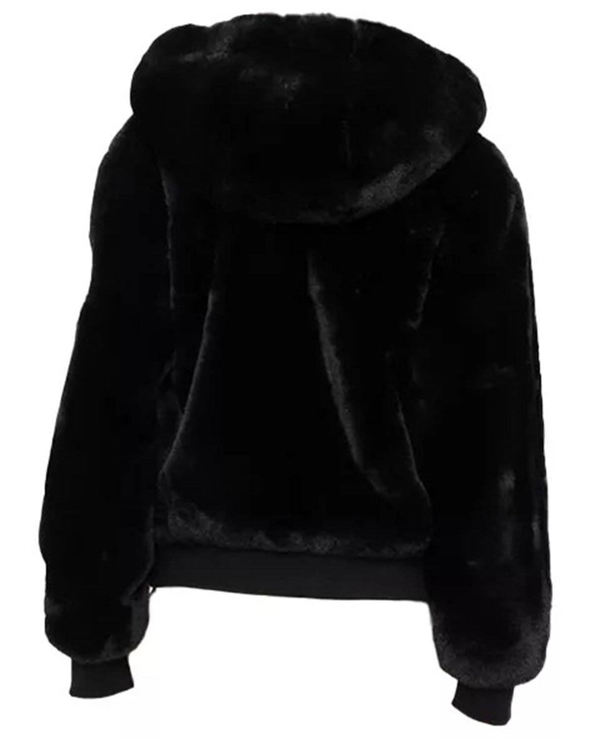 Black Faux Fur Hooded Jacket