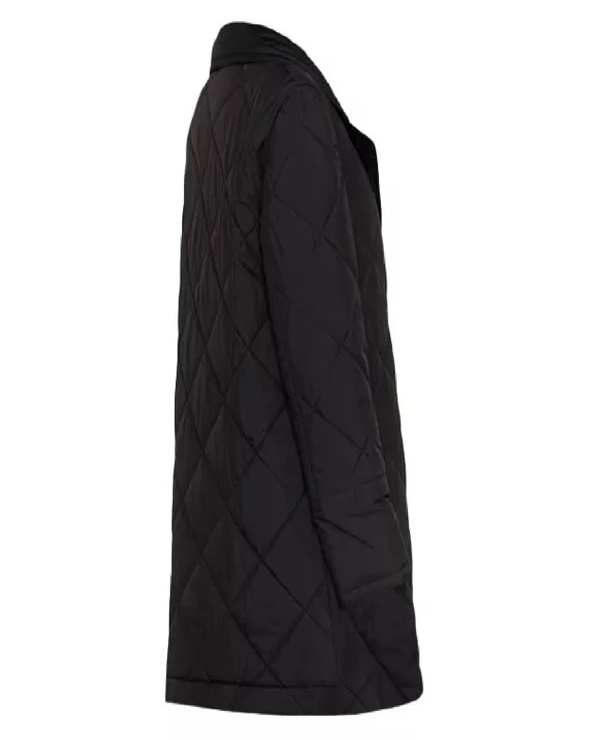 Black Double Breasted Quilted Coat Womens