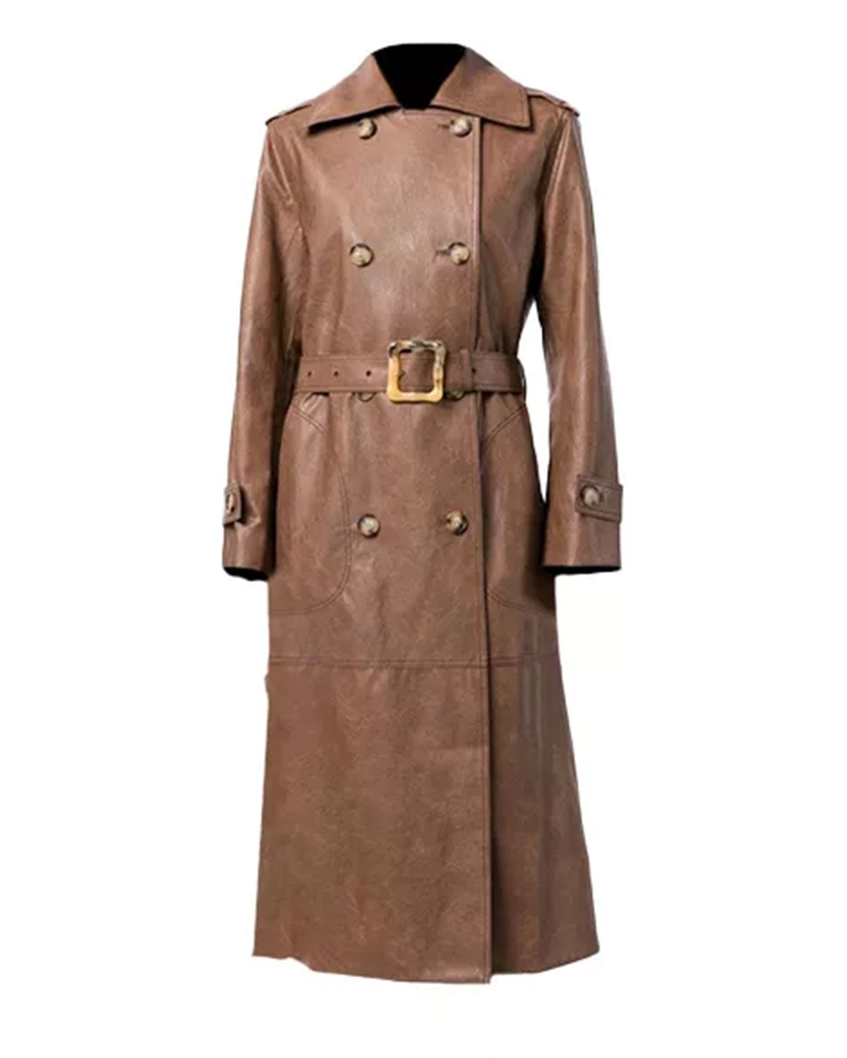 Womens Brown Double Breasted Trench Coat