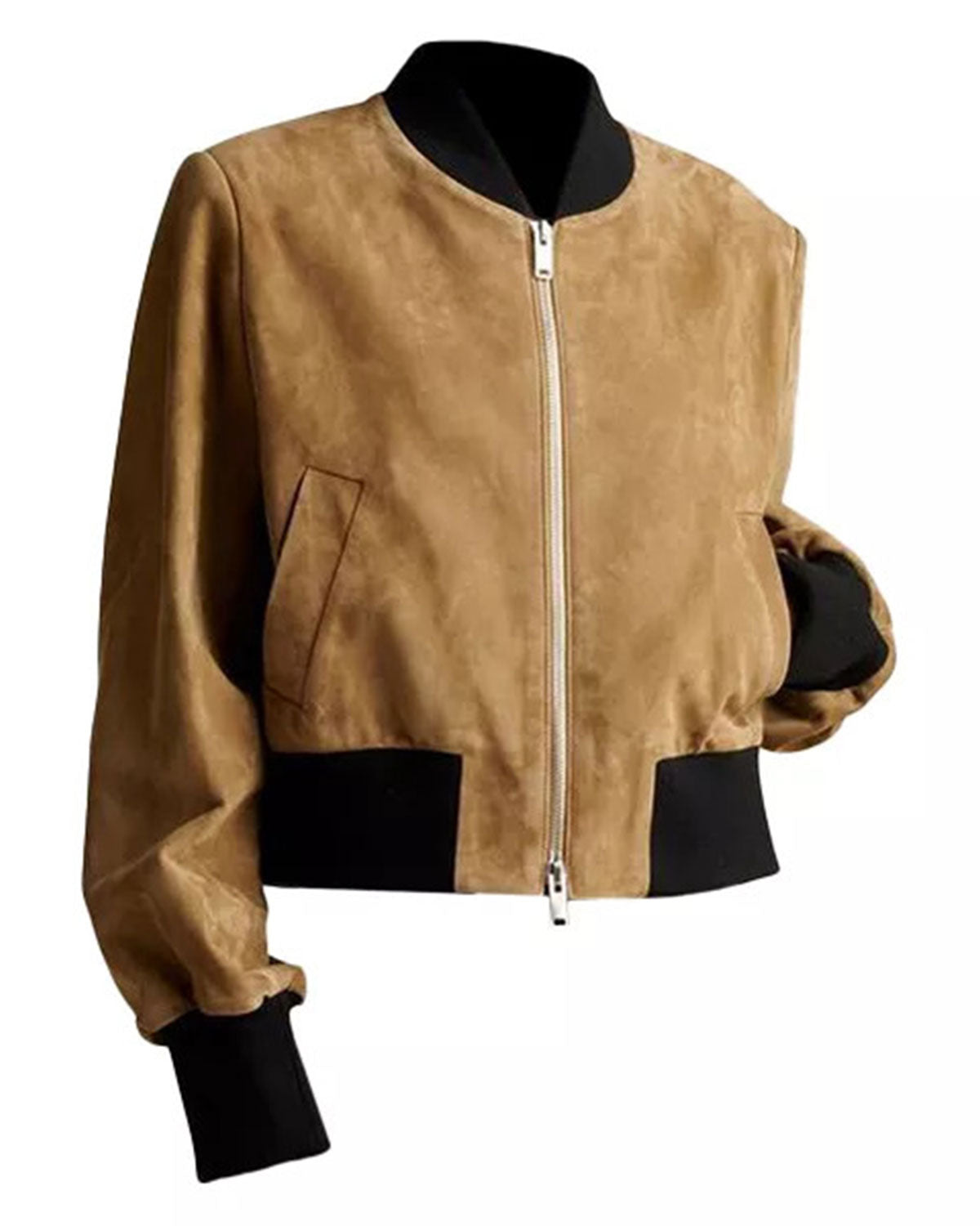 Brown Suede Bomber Jacket Womens