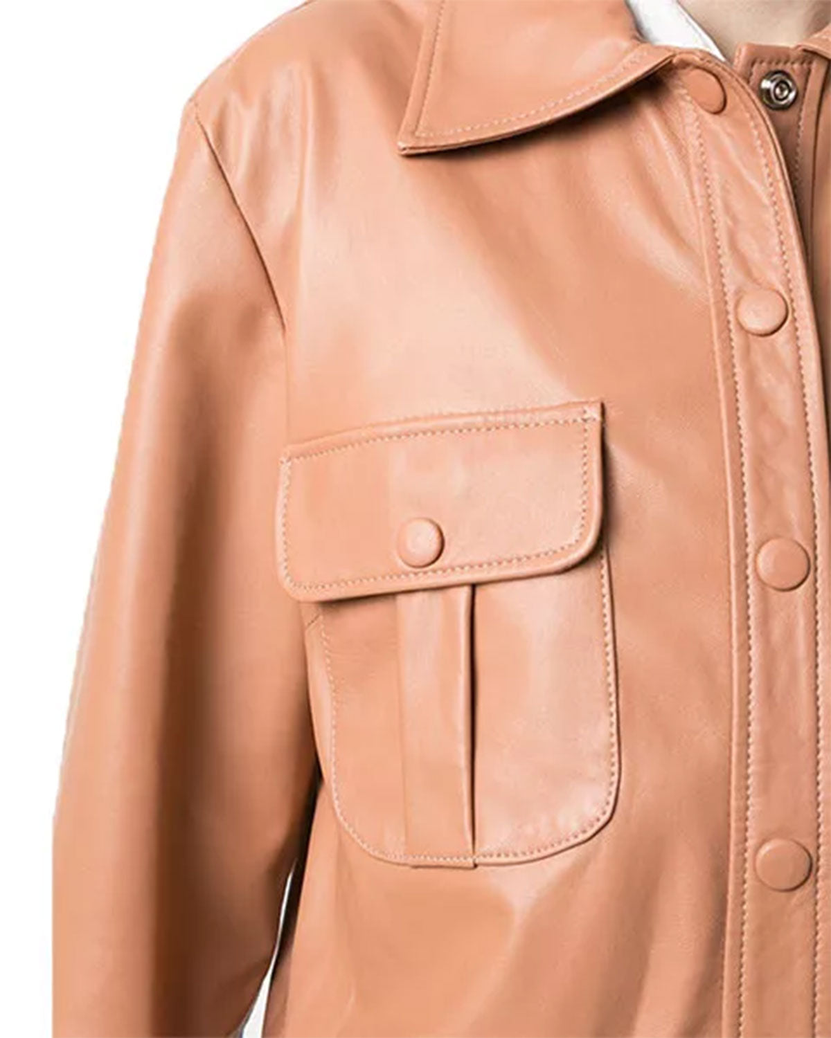 Womens Brown Leather Trucker Jacket