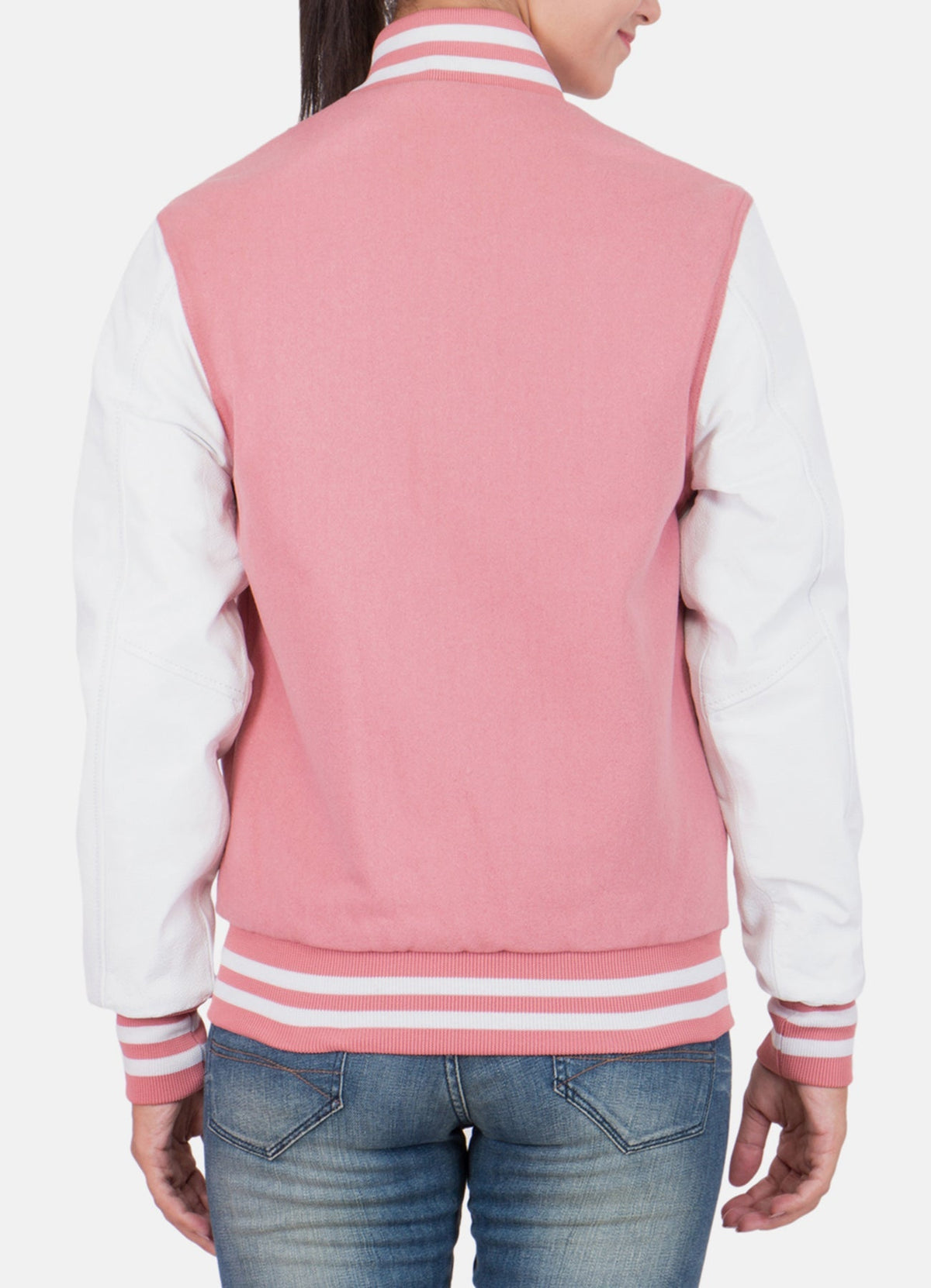 Womens Casual Baby Pink Varsity Jacket