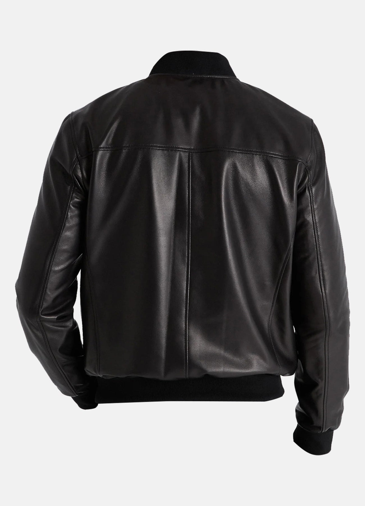 Mens Slimfit Black Bomber Leather Jacket