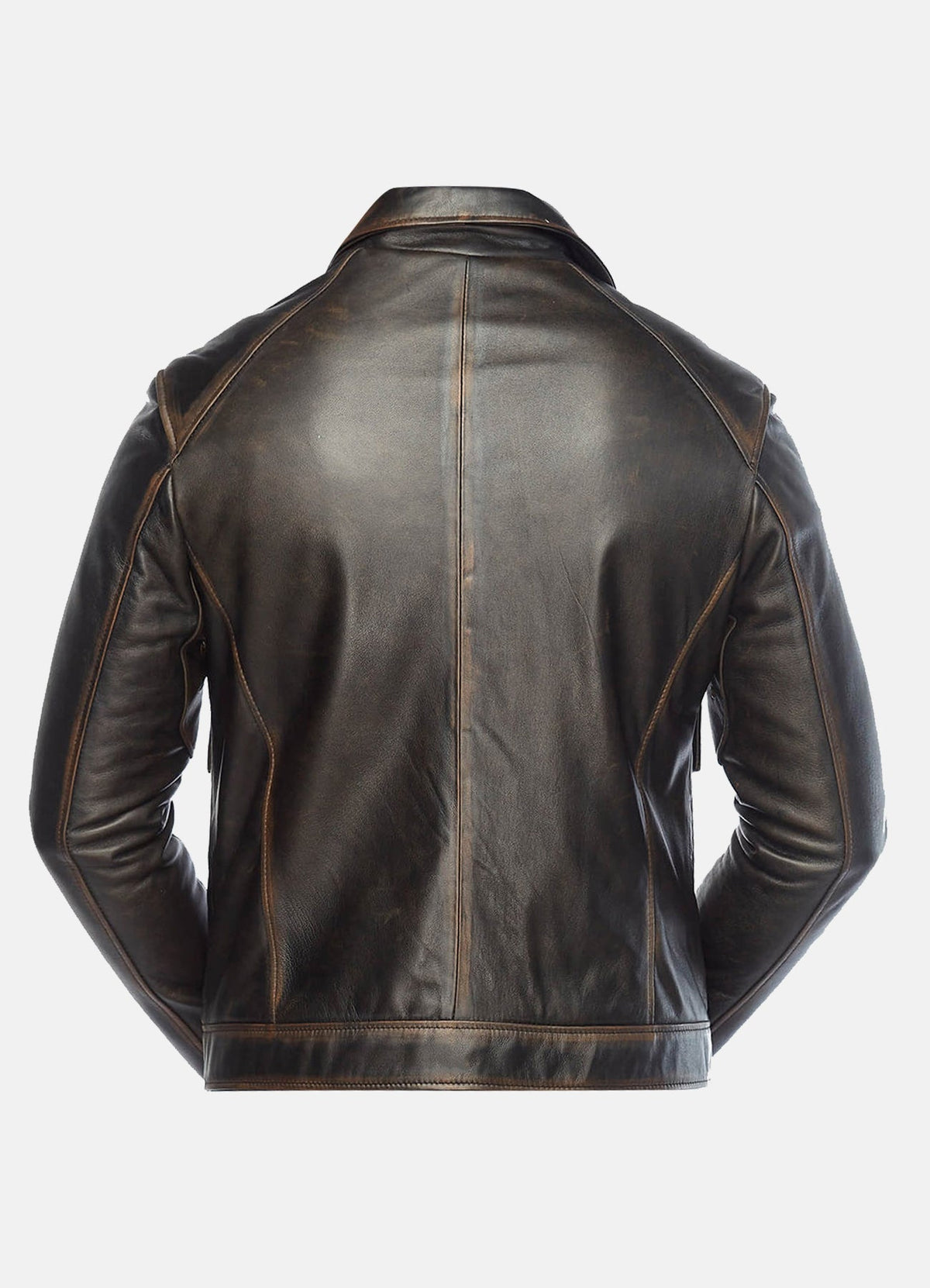 Mens Vintage Distressed Black Biker Leather Jacket