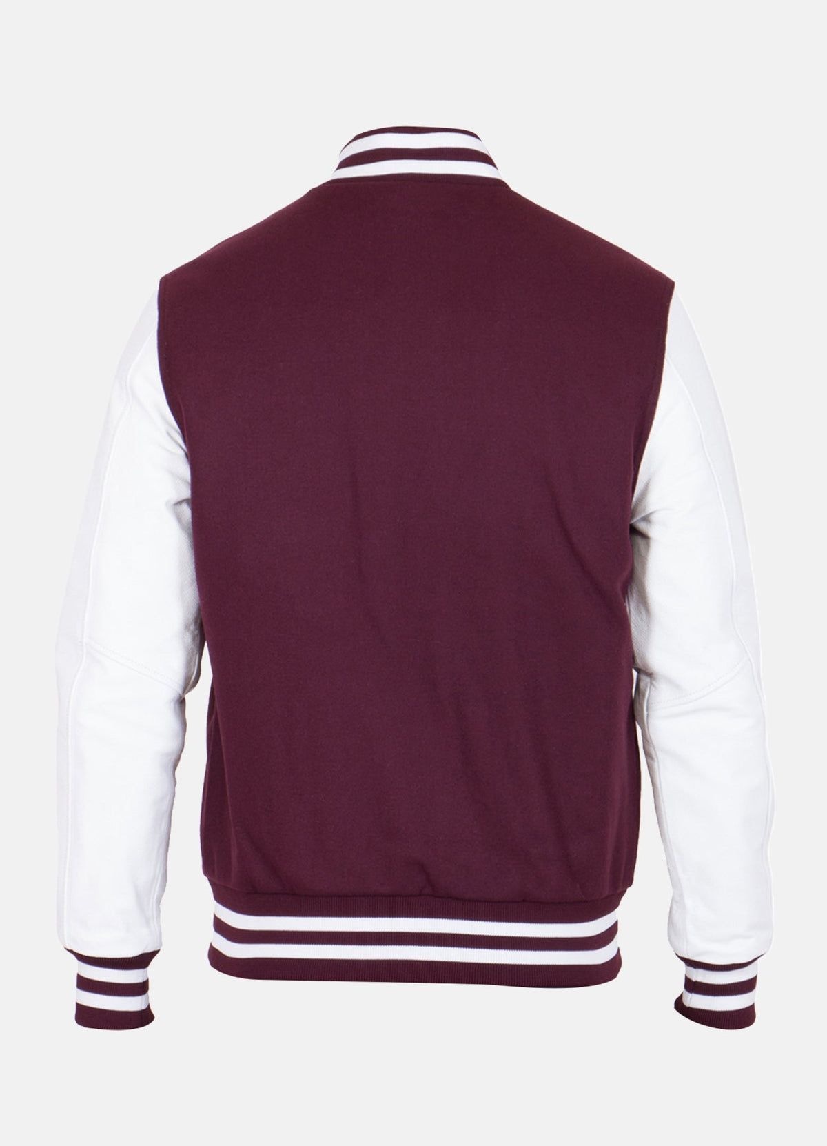 Mens Maroon and White Varsity Jacket