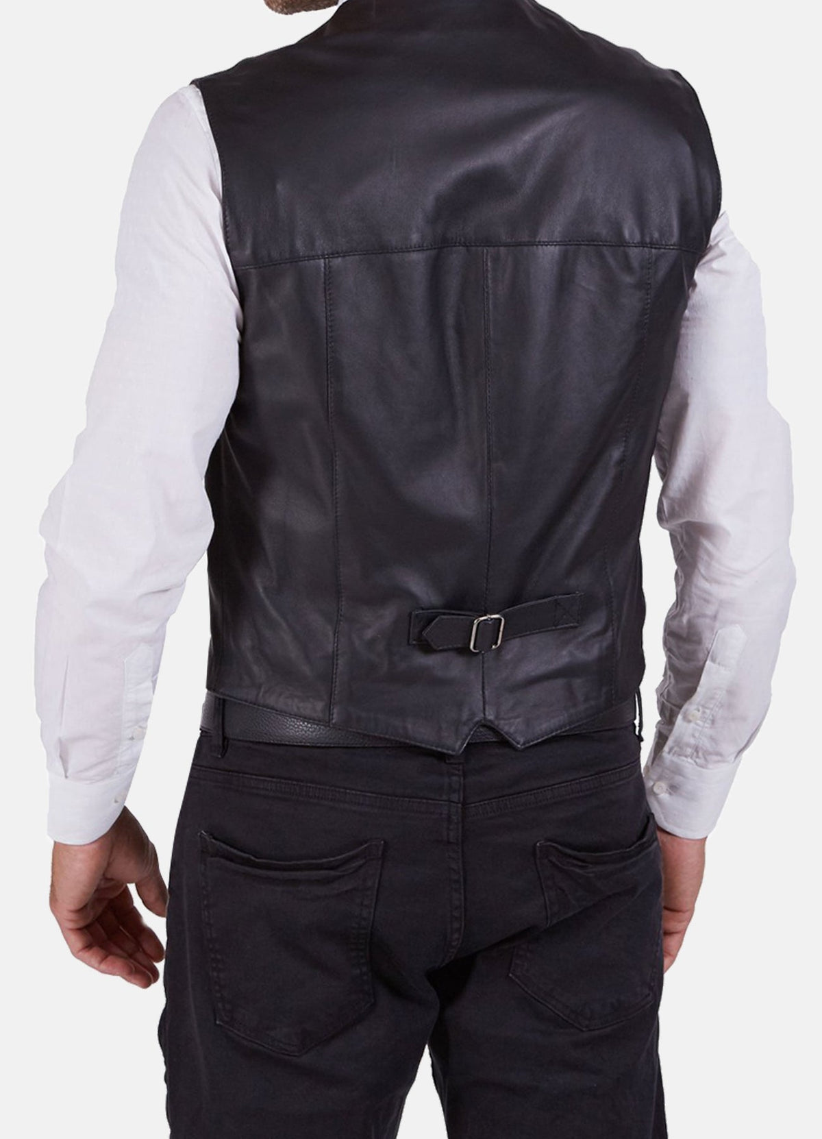 Mens Black Real Leather Vest