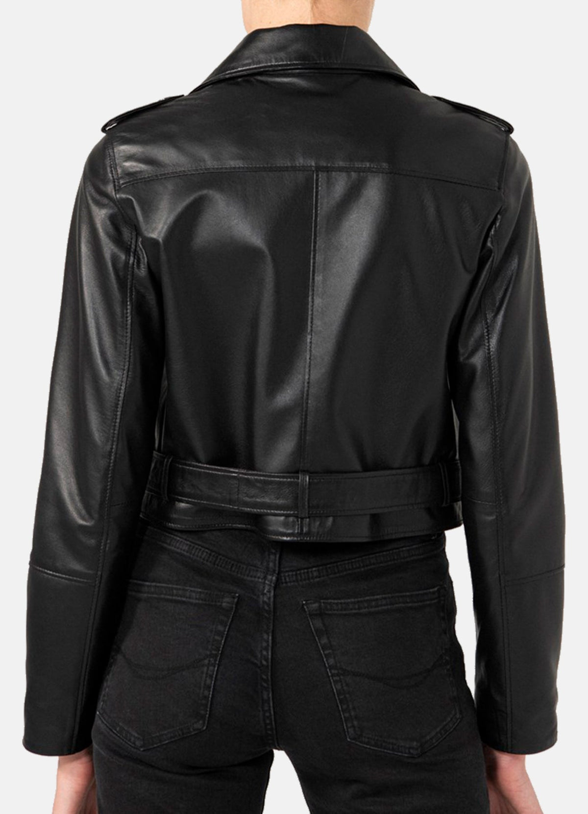 Womens Casual Black Biker Leather Jacket