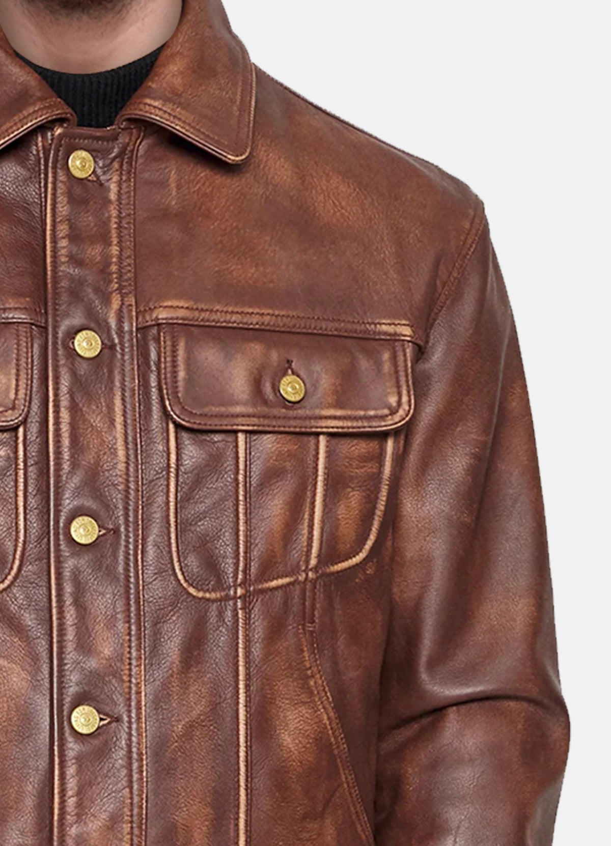 Mens Vintage Style Distressed Leather Jacket