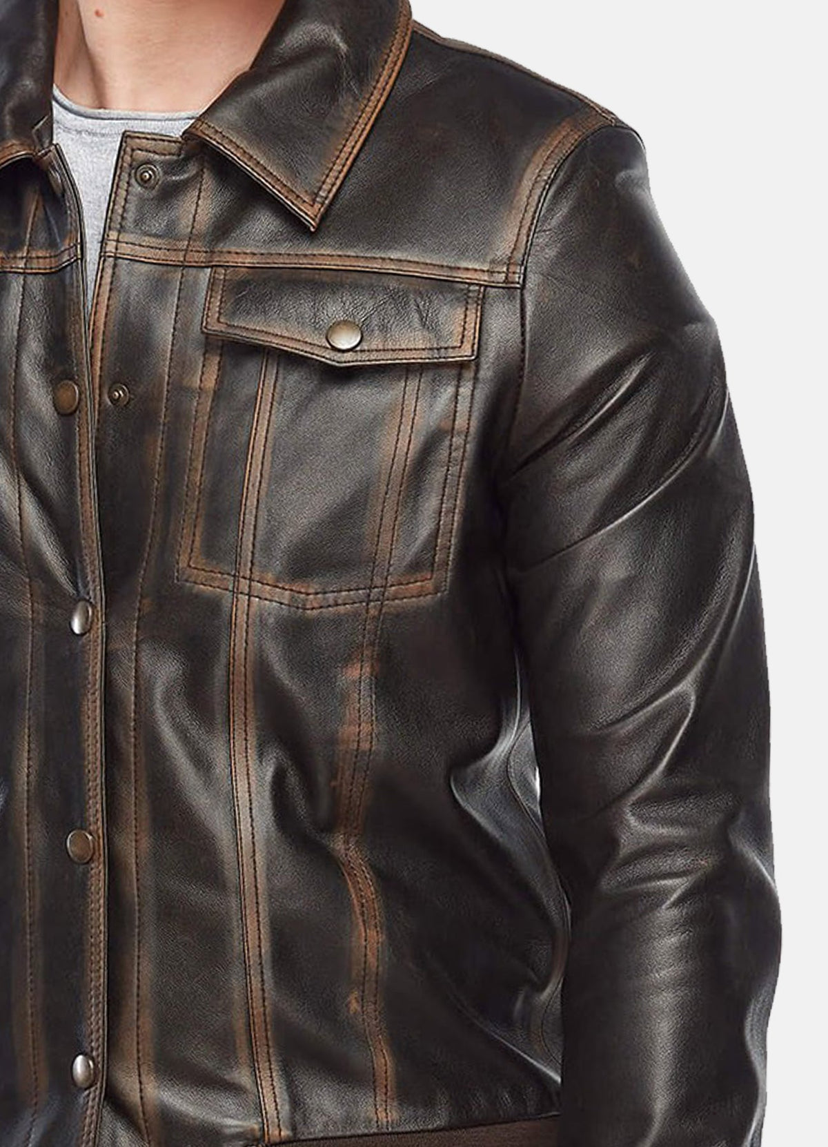 Mens Real Distressed Leather Bomber Jacket