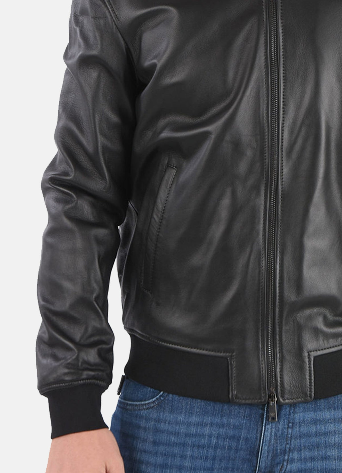 Mens Midnight Black Bomber Leather Jacket