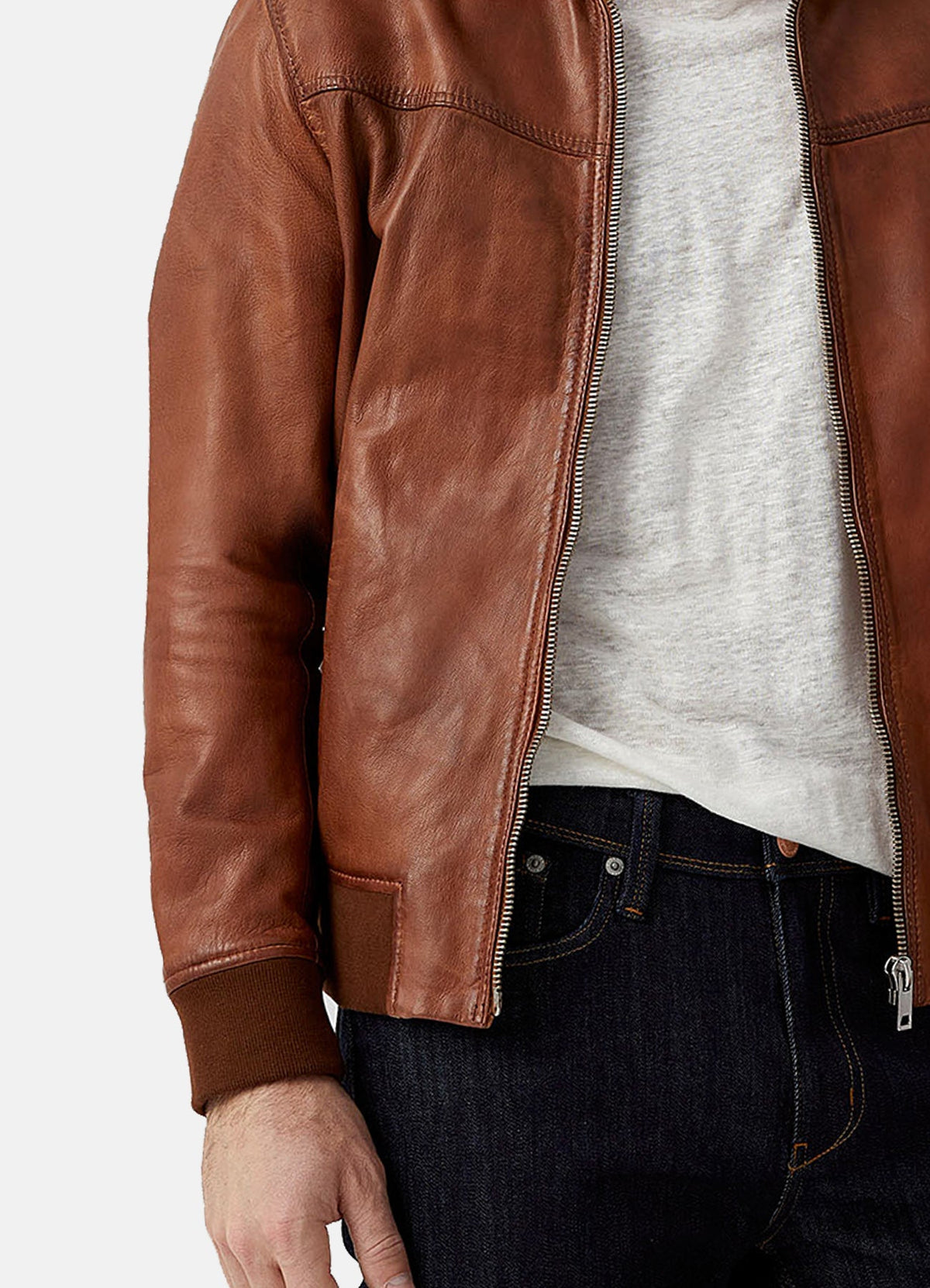 Mens Vintage Style Bomber Leather Jacket