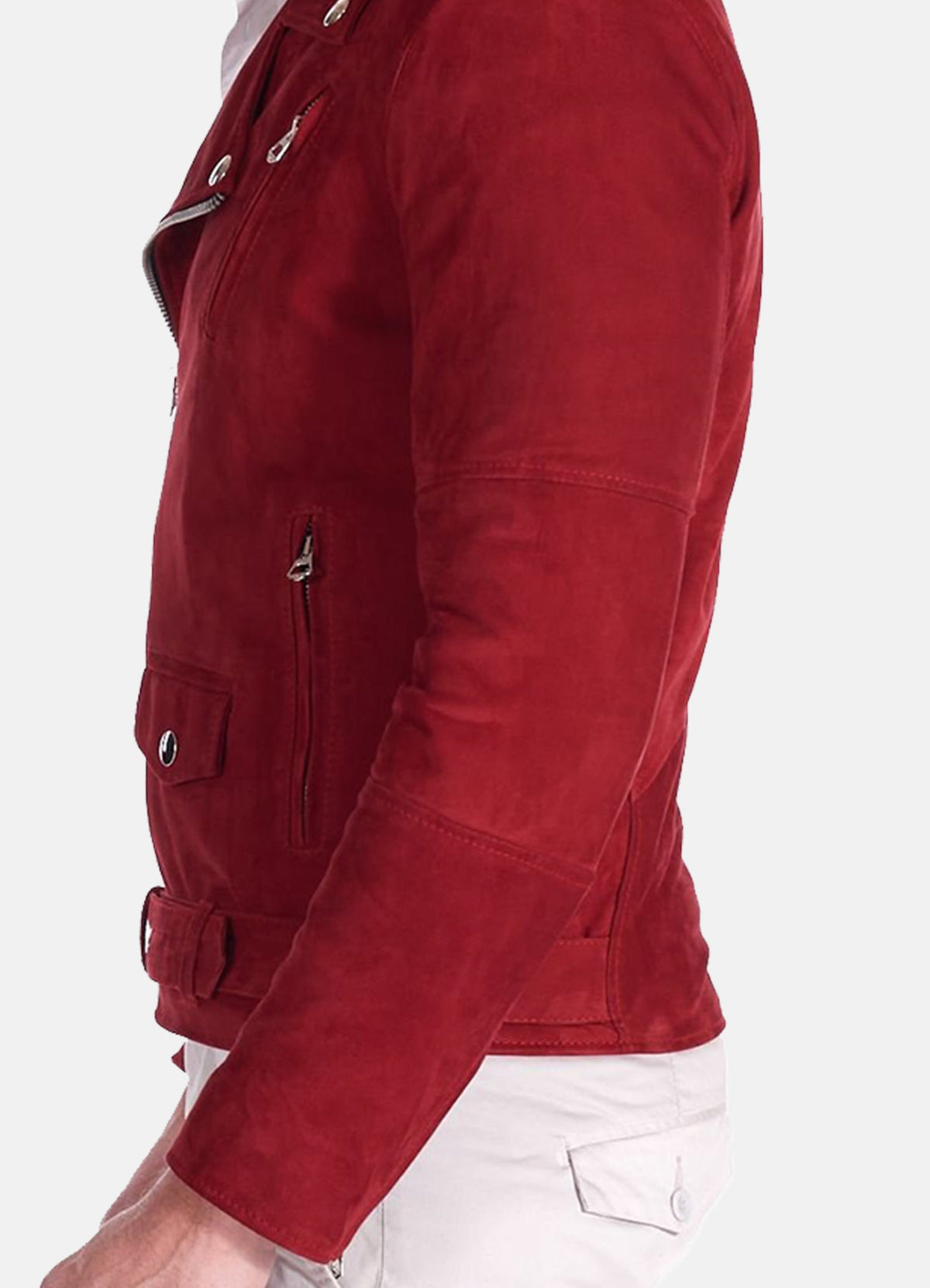 Mens Burgendy Red Suede Leather Jacket